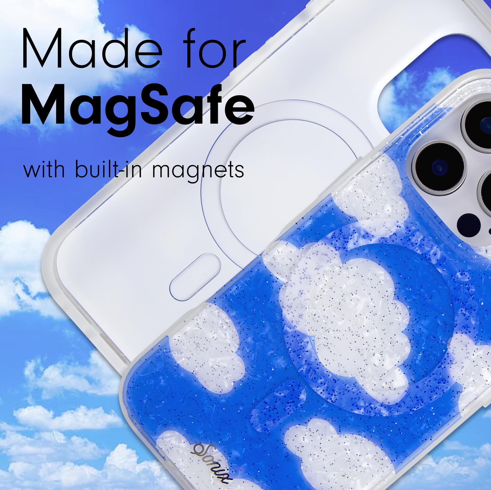 Sonix Case For Iphone 16 Pro | Compatible With Magsafe | 10Ft Drop Tested | Glitter Coulds | Day Dream