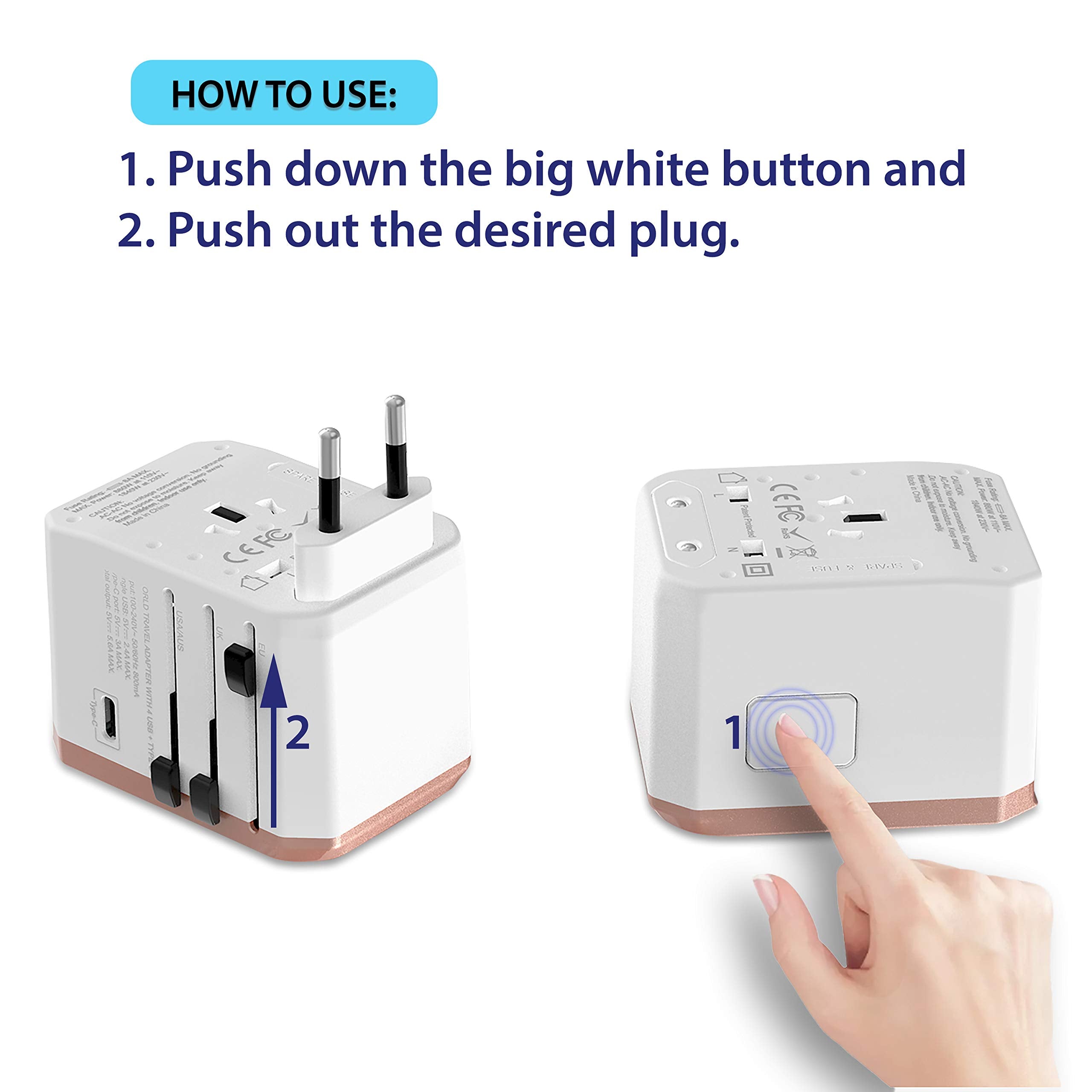International Plug Adapter, Unidapt Travel Adapter Worldwide   All In One Universal Charger Usb Travel Power Adaptor With 5 Usb