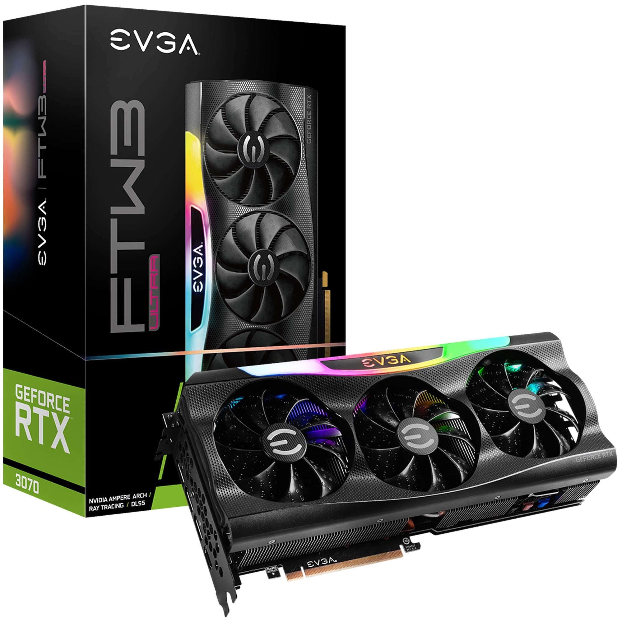 EVGA GeForce RTX 3070 FTW3 Ultra Gaming, 08GP53767KL, 8GB GDDR6, iCX3 Technology, ARGB LED, Metal Backplate, LHR