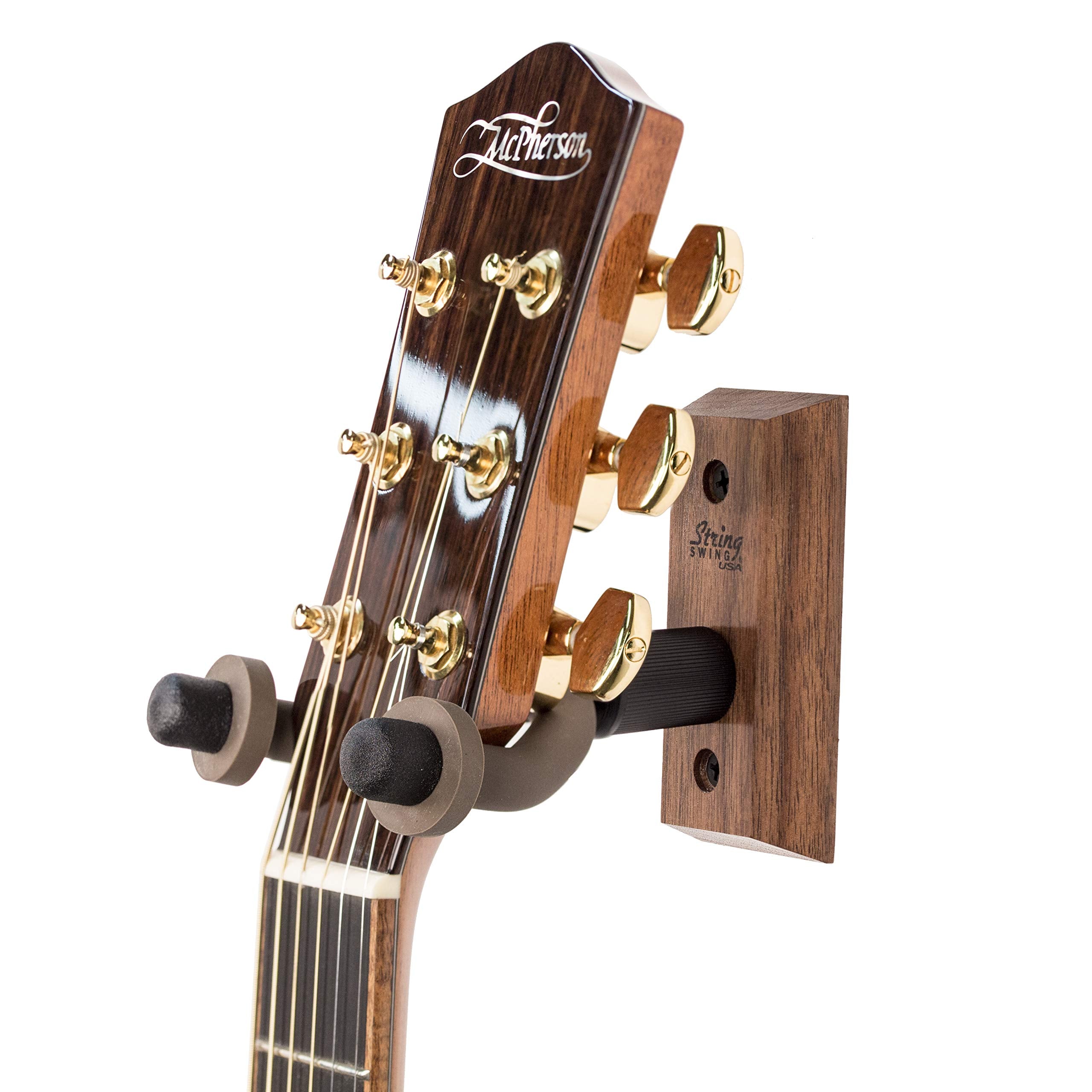 String Swing Cc01 Bw Hardwood Home & Studio Wall Mount Guitar Hanger   Black Walnut