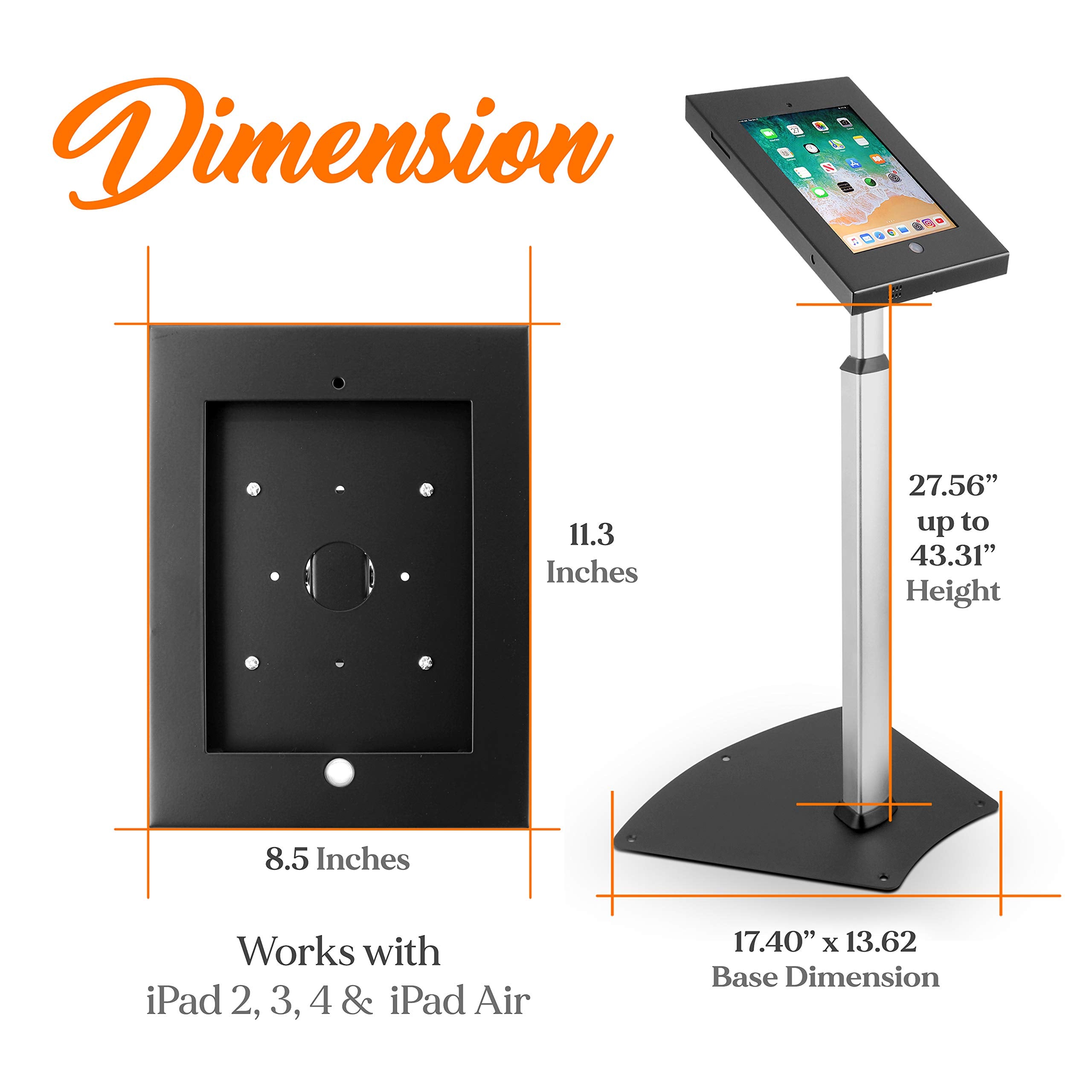 Pyle Pspadlk55 Tamper Proof Anti Theft Ipad Kiosk Safe Security Public Floor Stand, Holder, Public Display Case With Adjustable