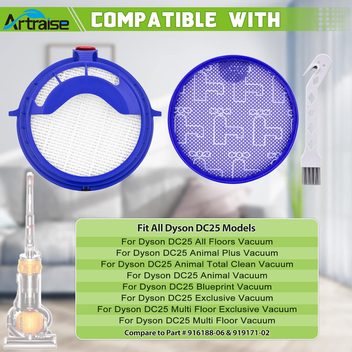 Filter Replacement For Dyson Dc25 Ball Vacuum Cleaner, 2 Pre Motor Fil ...