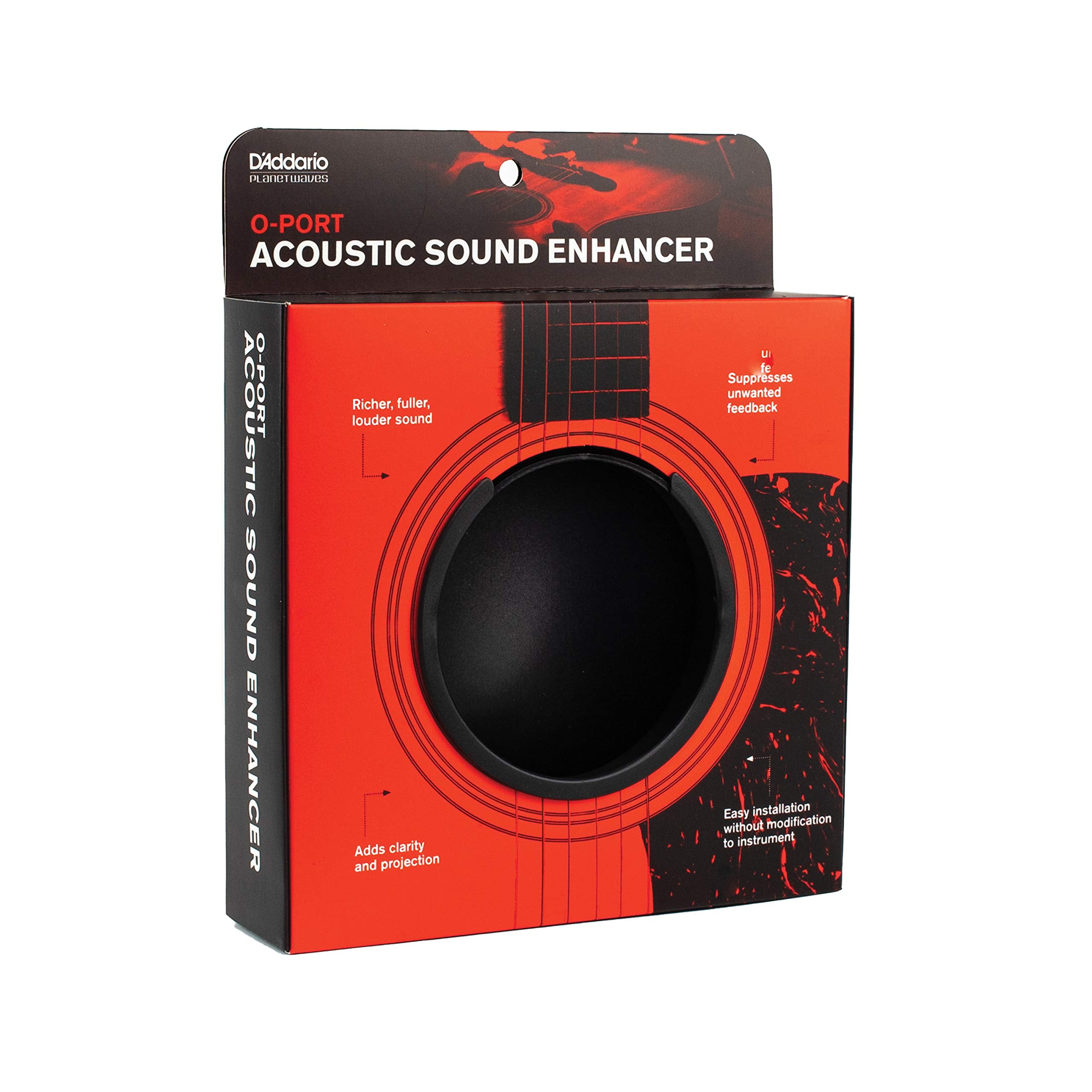 D'Addario Accessories O Port Sound Enhancement For Acoustic Guitar, Large, Black