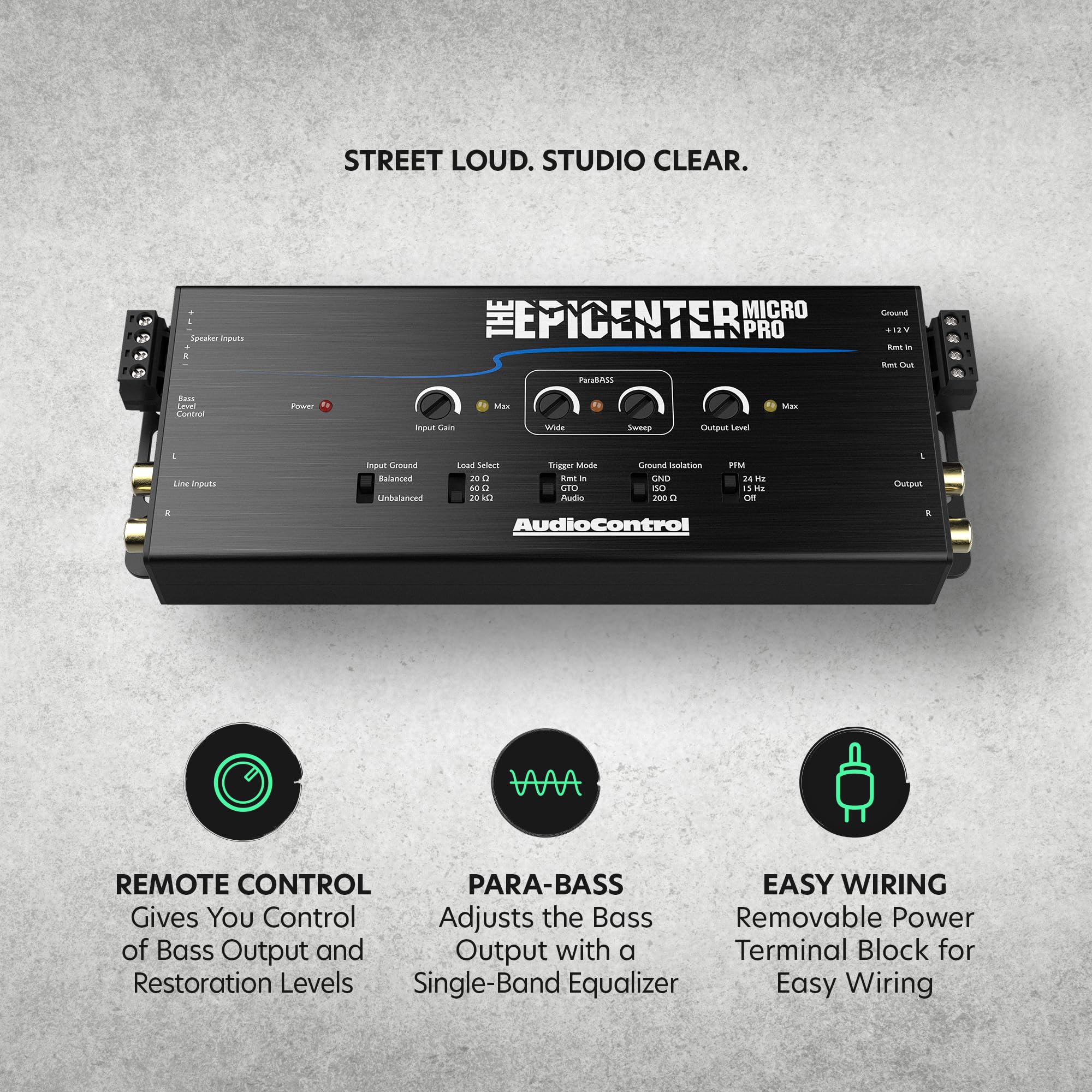 Audiocontrol The Epicenter Micro Pro Digital Bass Restoration Processor & Line Output Converter, Car Audio Bass Booster Maximize