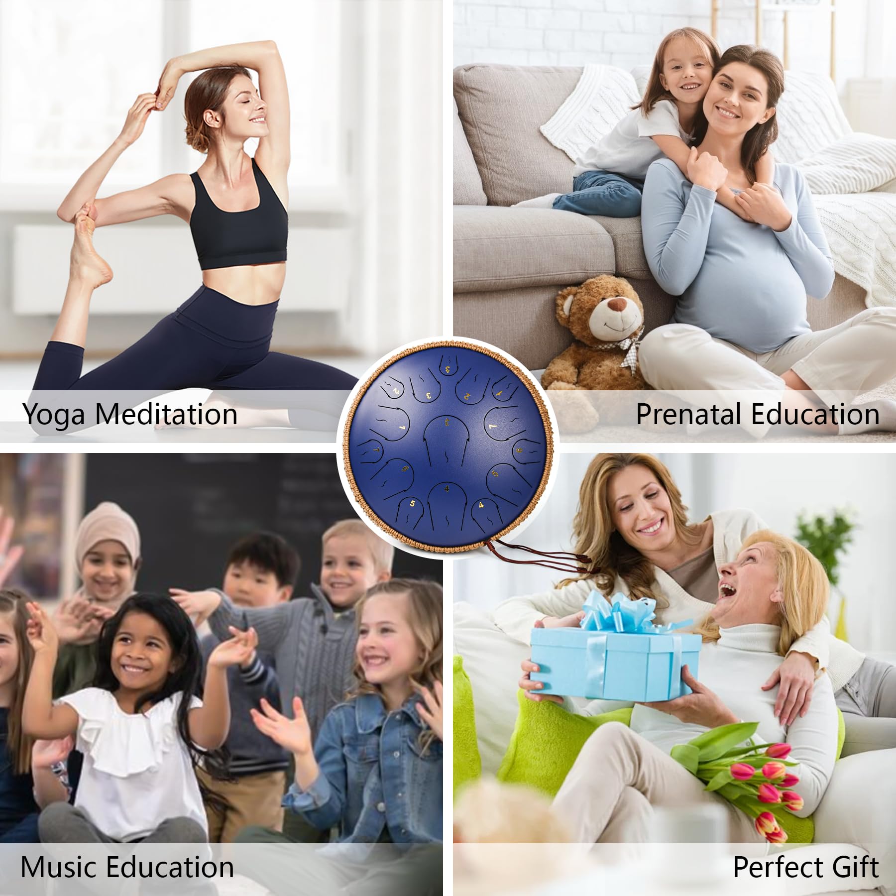 Steel Tongue Drum   14 Inches 15 Notes Tongue Drum   Hand Pan Drum With Music Book, Handpan Drum Mallets And Carry Bag, C Major