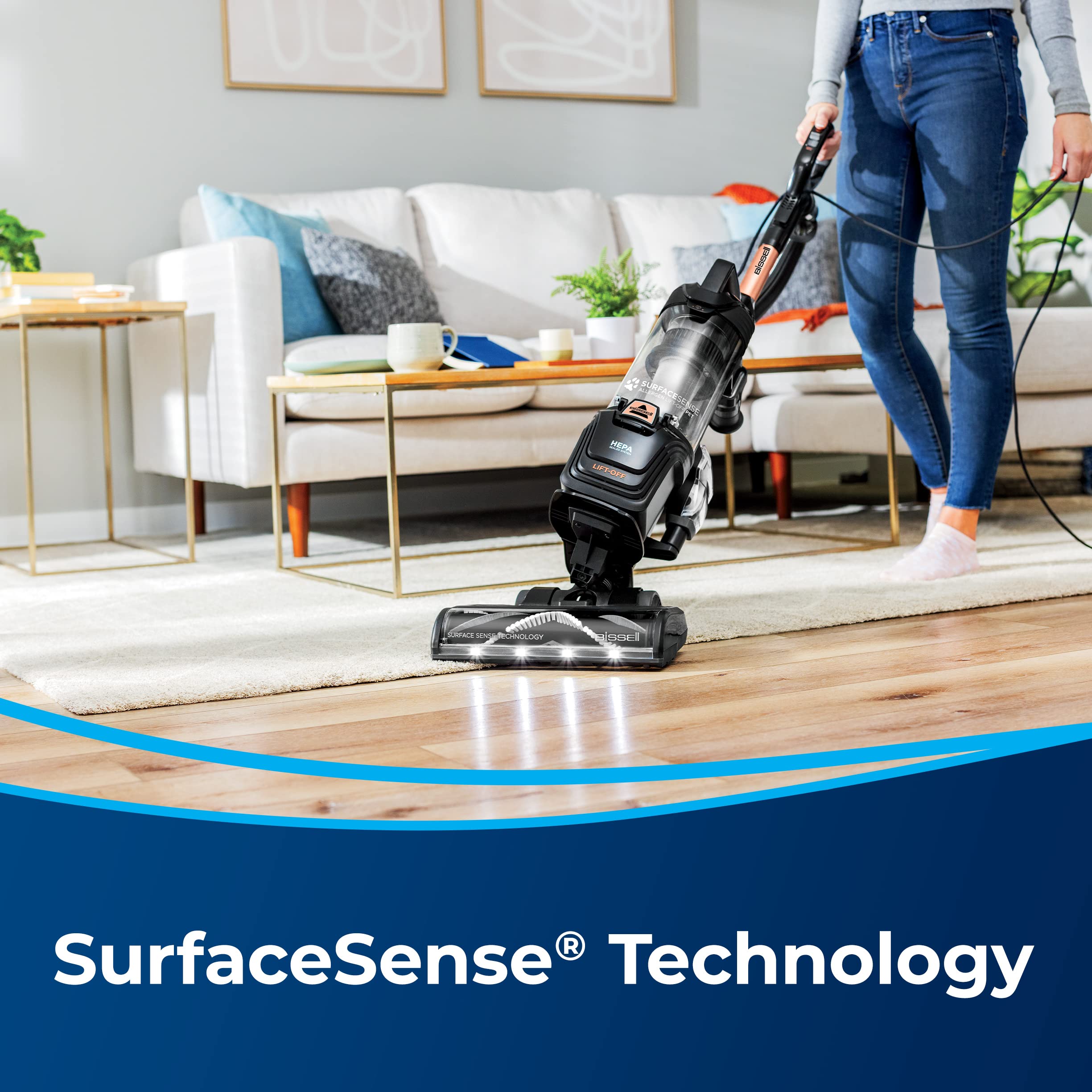 Bissell Surfacesense Allergen Lift Off Pet Upright Vacuum, With Tangle Free Multi Surface Brush Roll, Led Headlights, & Lift Off