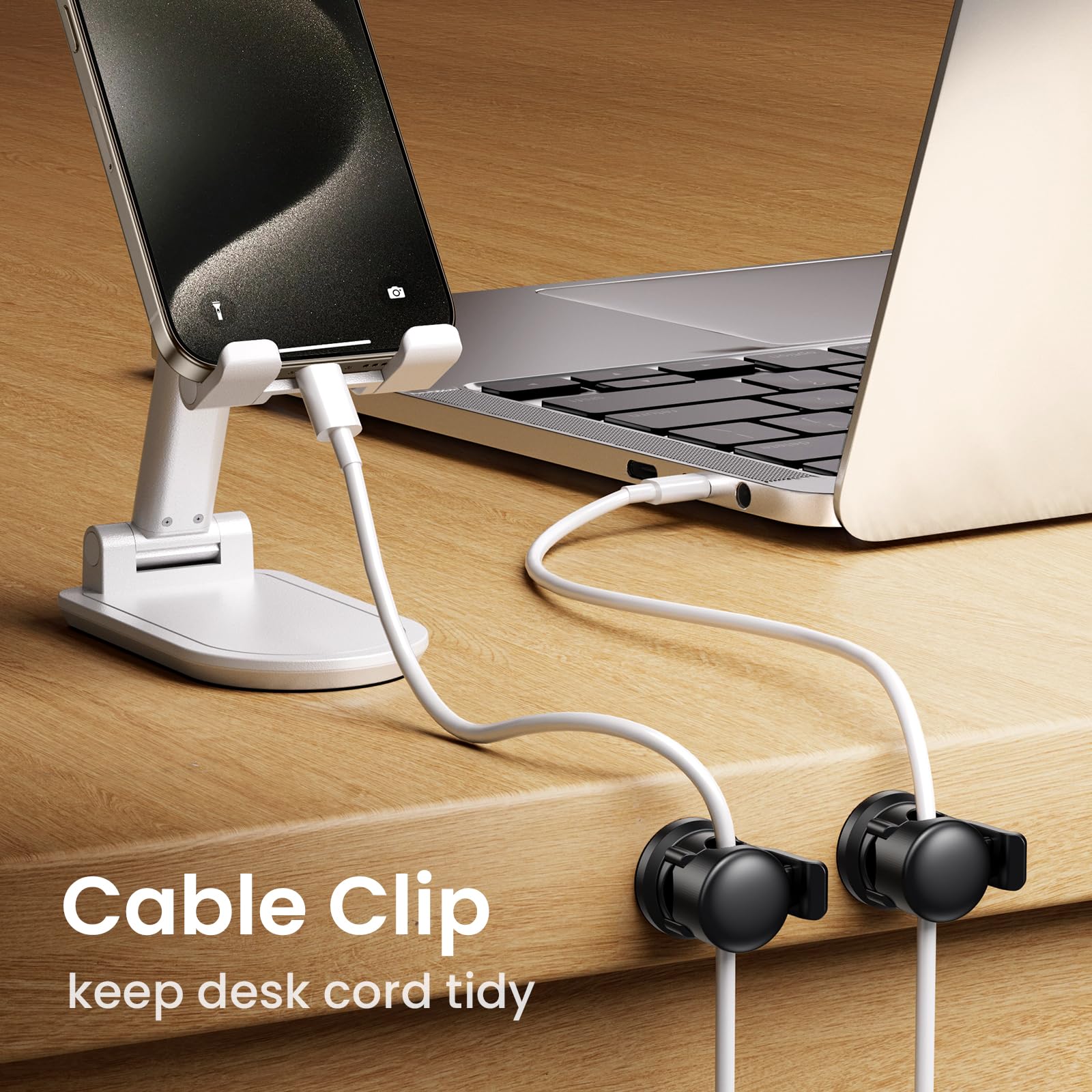 LOTUNY Cable Clips 8 Pack Adhesive Cord Organizer Smooth Adjustable Plastic Black
