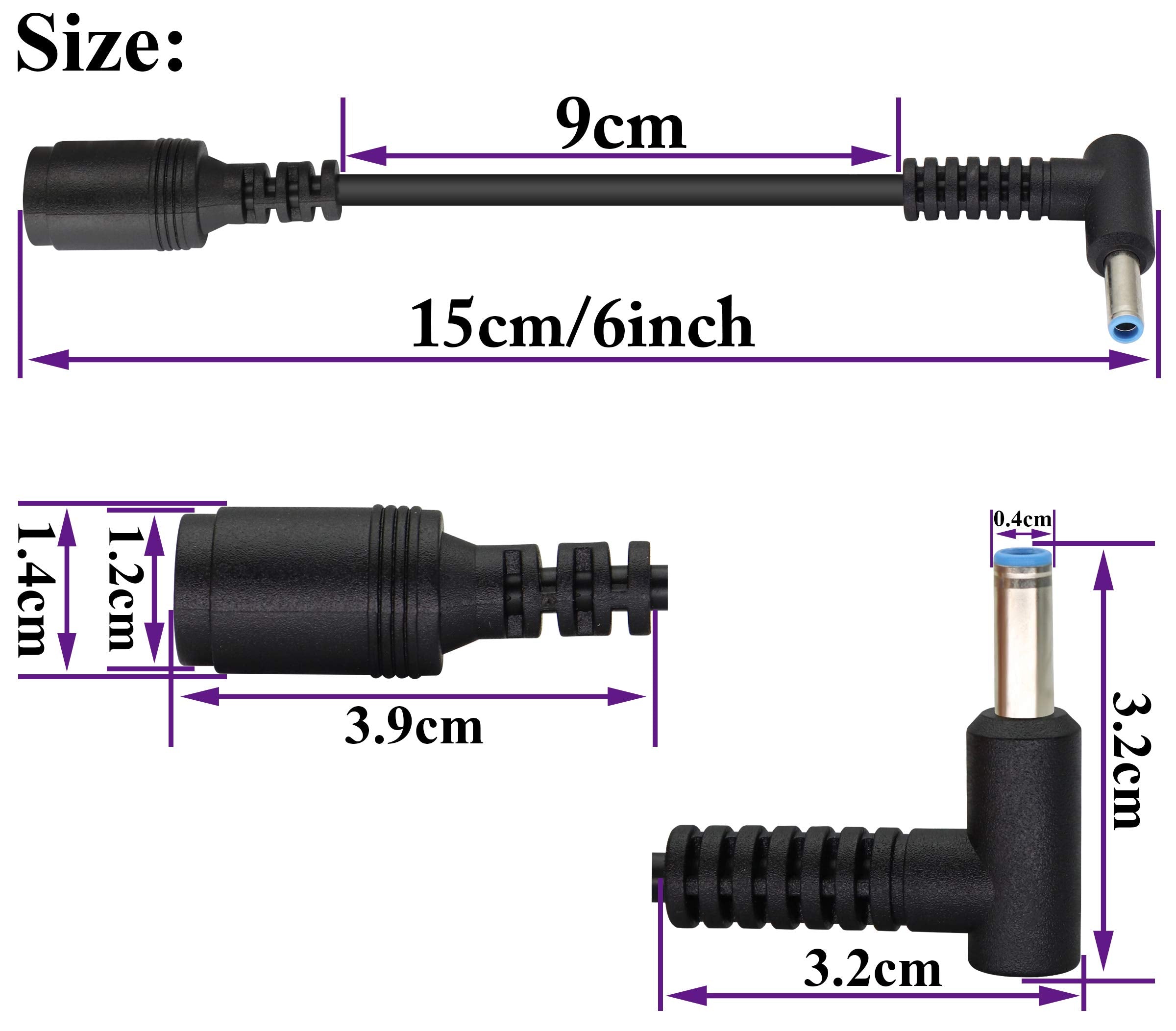 Aaotokk 90 Degree Tip Laptop Power Cable Dc 7.4Mm X 5.0Mm Female To 4.5Mm X3.0Mm Male Charging Connector Dc Power Converter Cabl