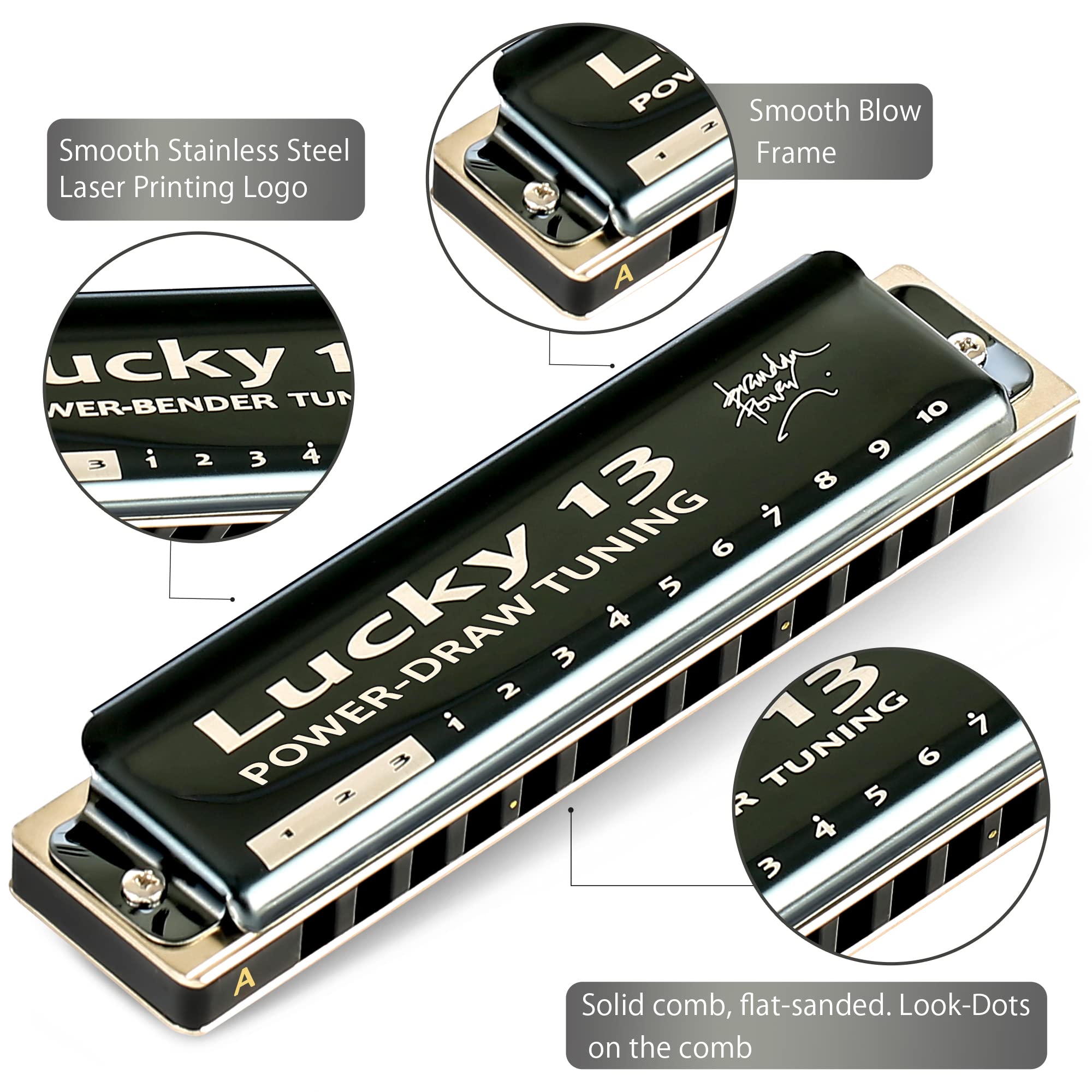 East Top Lucky 13 Bass Plus Blues Harmonica 13 Holes Diatonic Harp Mouth Organ Professional Musical Instruments Powerdraw A Key