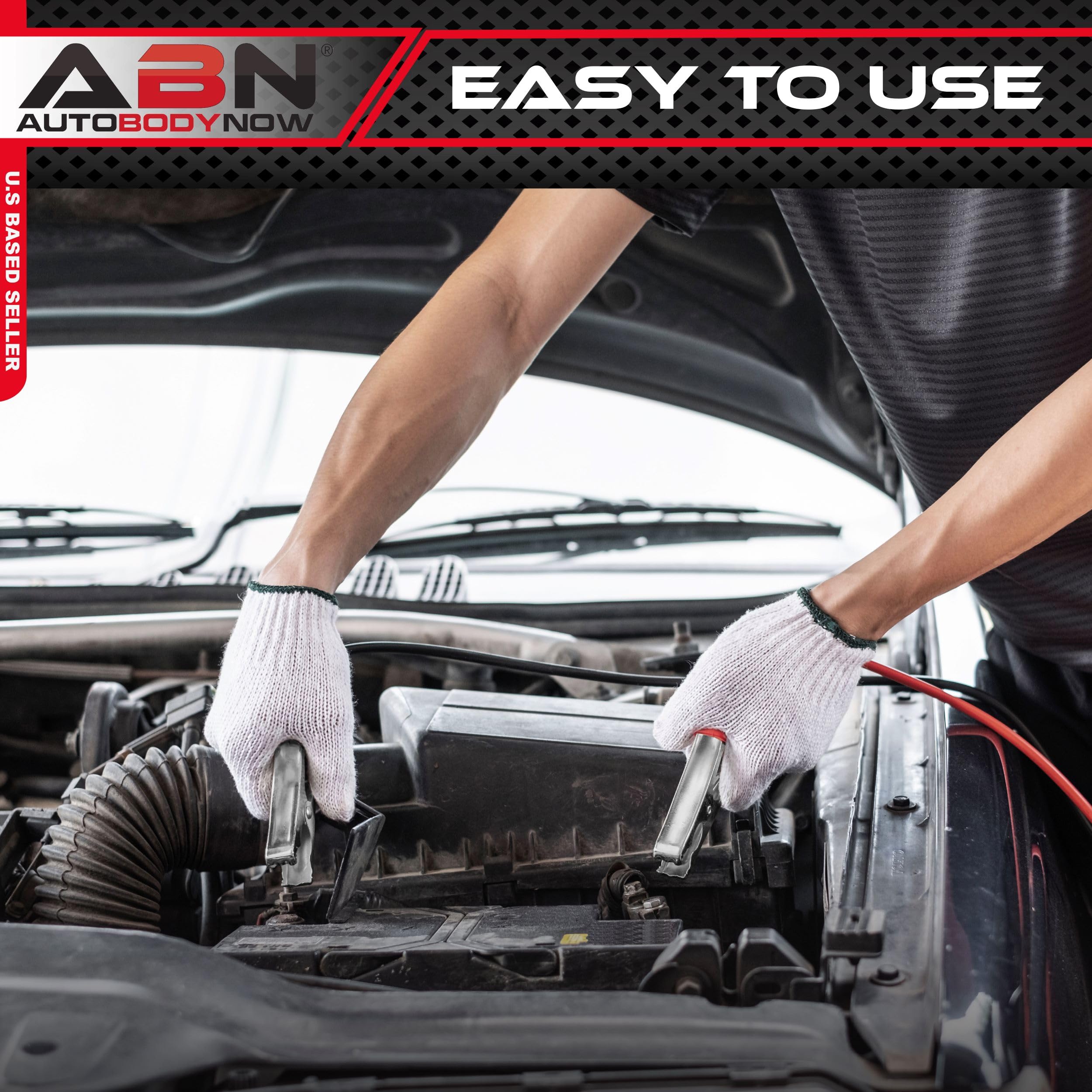 Abn Jumper Cables, 25Ft Long, 2 Gauge, 600 Amp   Commercial Automotive Vehicle Booster Cables   Motorcycle Car Atv