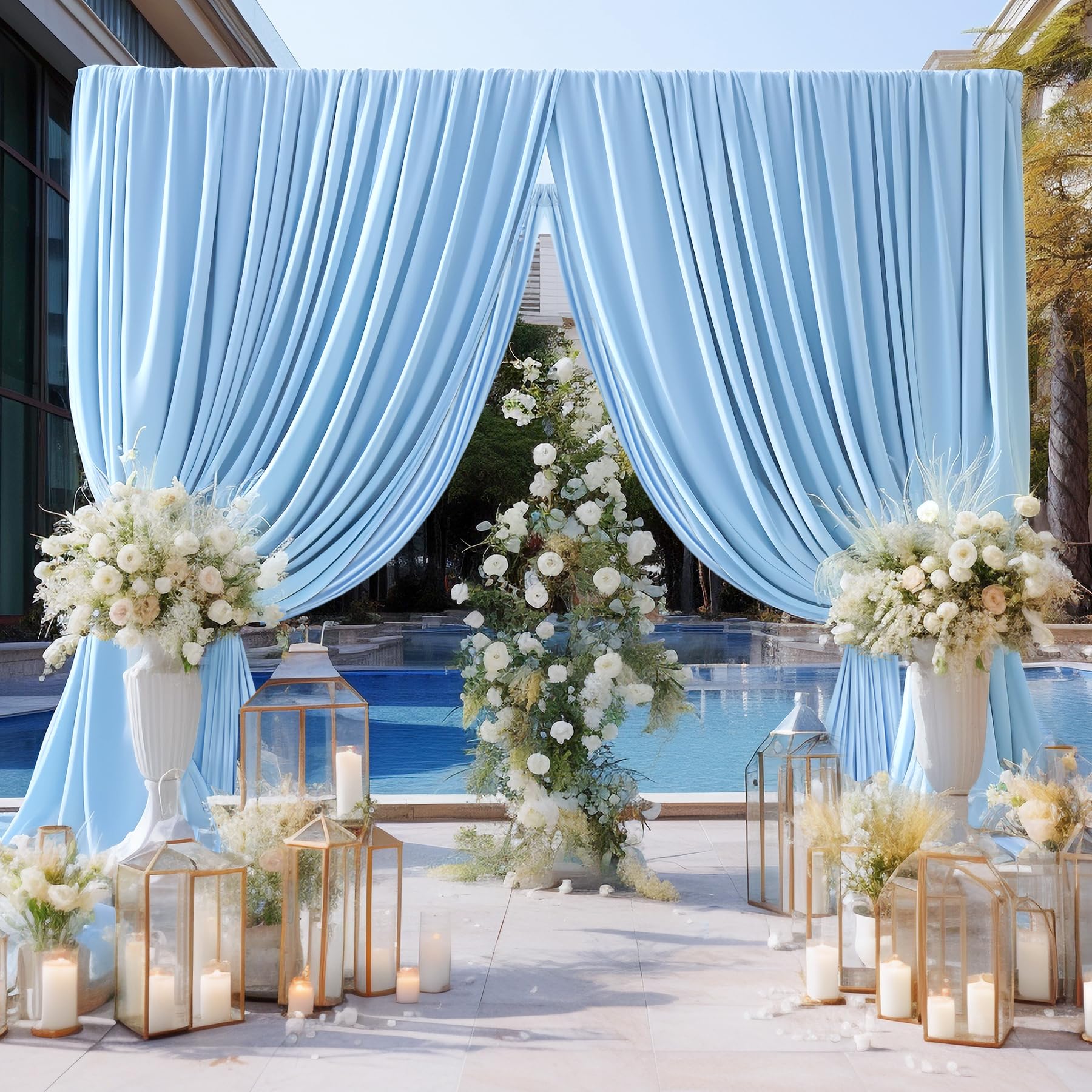 10Ft X 10Ft Baby Blue Backdrop Curtains Panels For Baby Shower Parties Wrinkle Free Fabric Backdrop Drapes Decorations Cloth For