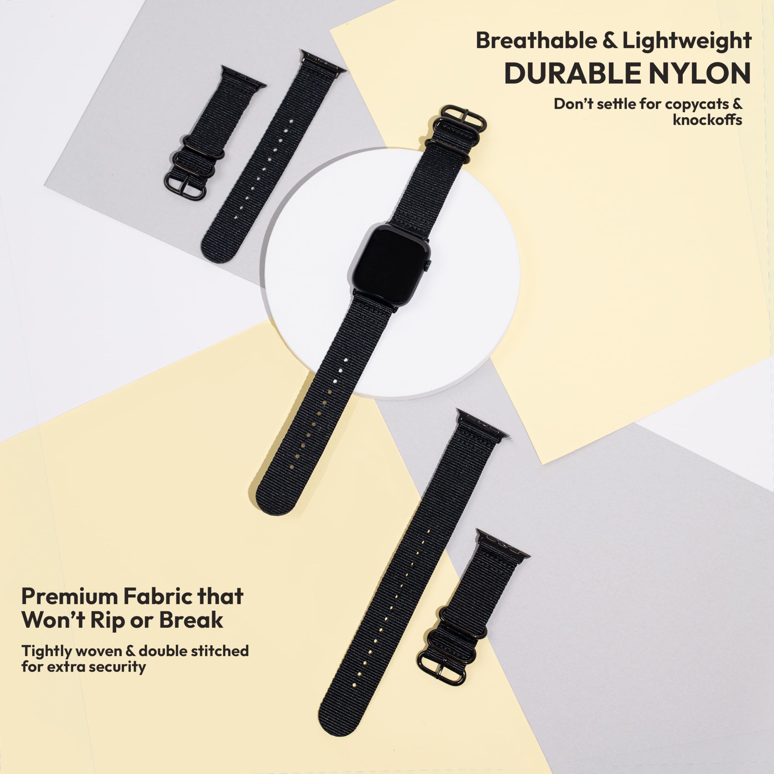 Carterjett Compatible With Apple Watch Band 41/40/38Mm Large Xl Nylon Iwatch Band Replacement Strap Extra Long Black Hardware Co