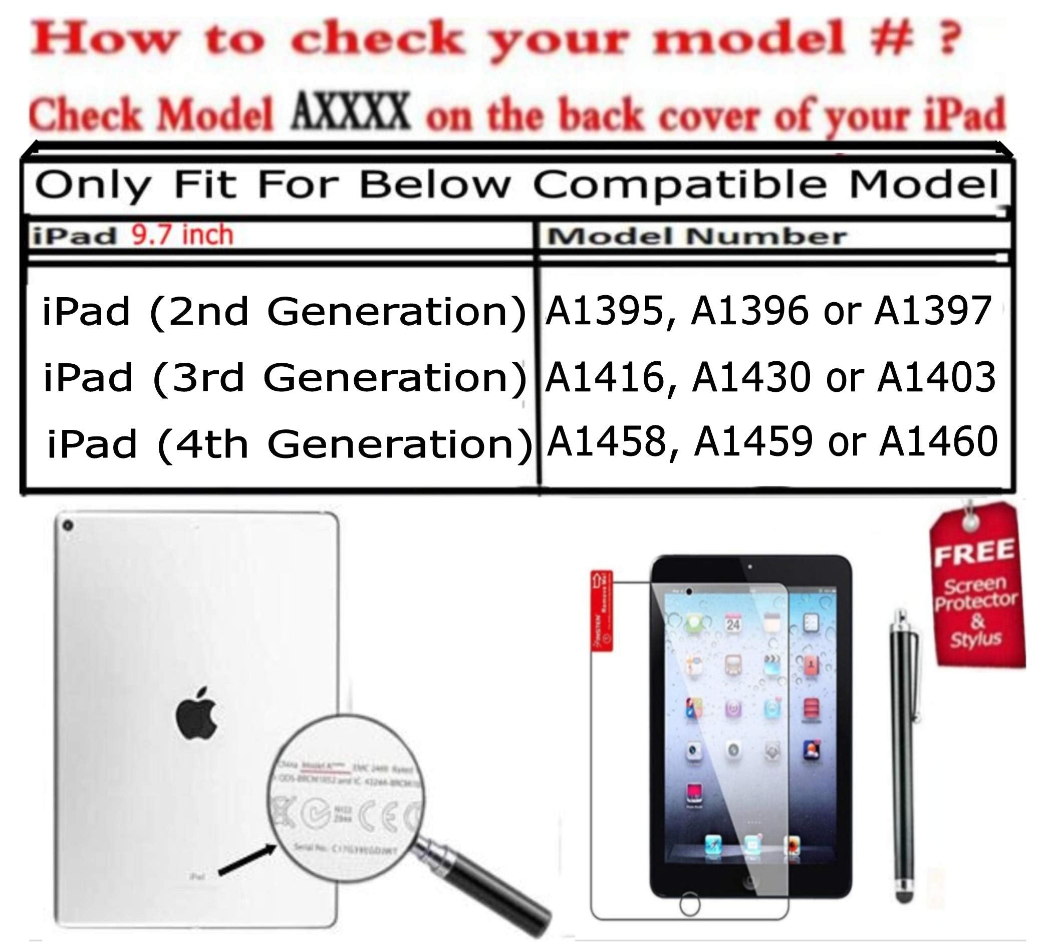 Case For Ipad 4Th 3Rd 2Nd Generation Cases (Old Mode) Model Md510Ll/A Mc769Ll /A Mc979Ll /A A1397 A1395 A1458 A1430 A1416 A1396