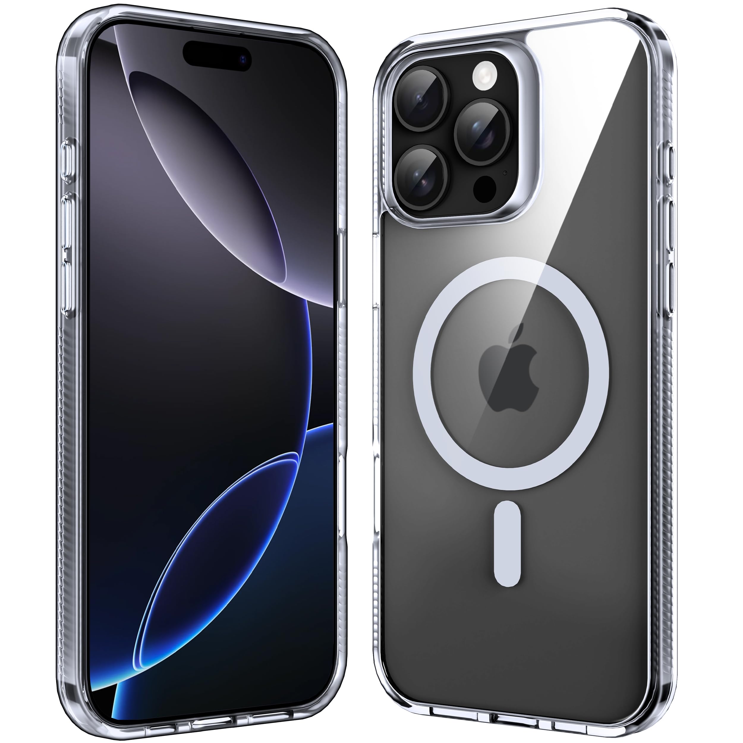 Supdeal Magnetic Clear Case for iPhone 16 Pro, [Compatible with MagSafe] [Non Slip Bumper & Not Yellowing] Military Grade Shockp
