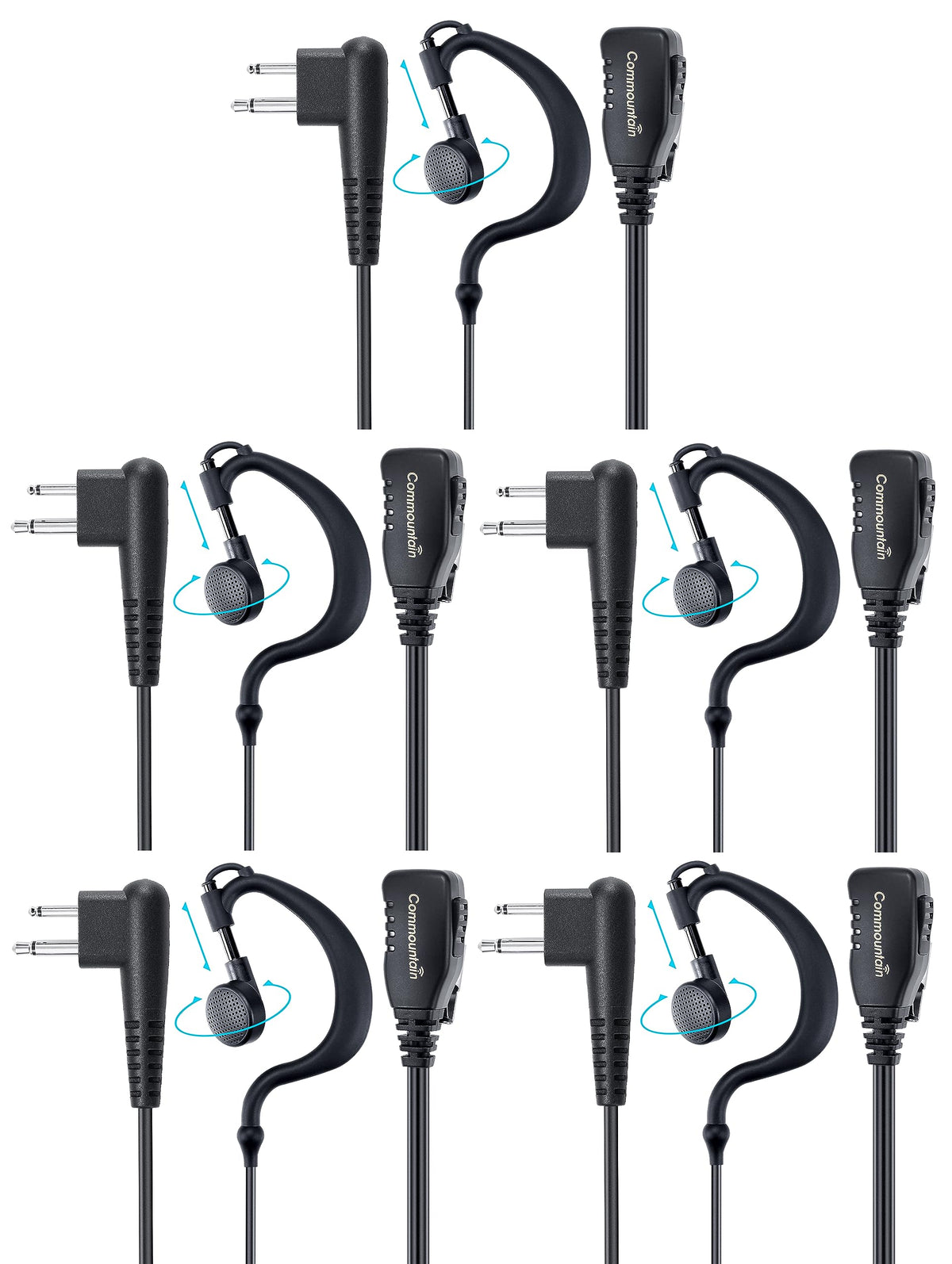Commountain Cp200D Cls1410 Earpiece With Ptt/Mic For Motorola Walkie Talkies Radios R2 Cls1110 Cp100D Cp200 Cp185 Bpr40 Bpr40D Dtr700 Rdu4100 Rdu4160D Rmu2040 Rmu2080D Cls Cp, G Earhook Headset 5 Pack