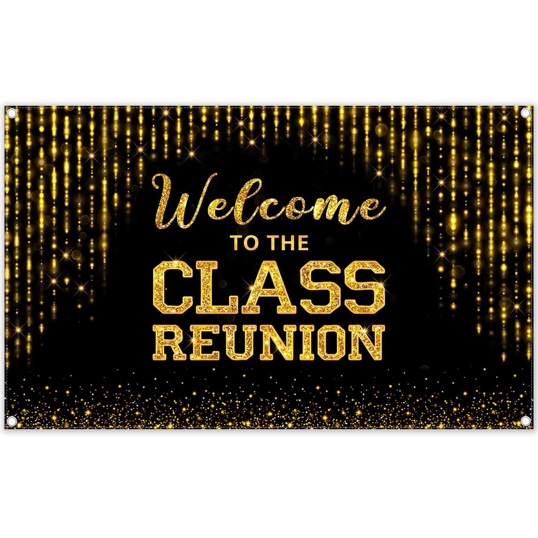 Swepuck 72X43Inch Fabric Golden Welcome To The Class Reunion Backdrop 20Th 30Th 40Th Reunion Photography Background School Party