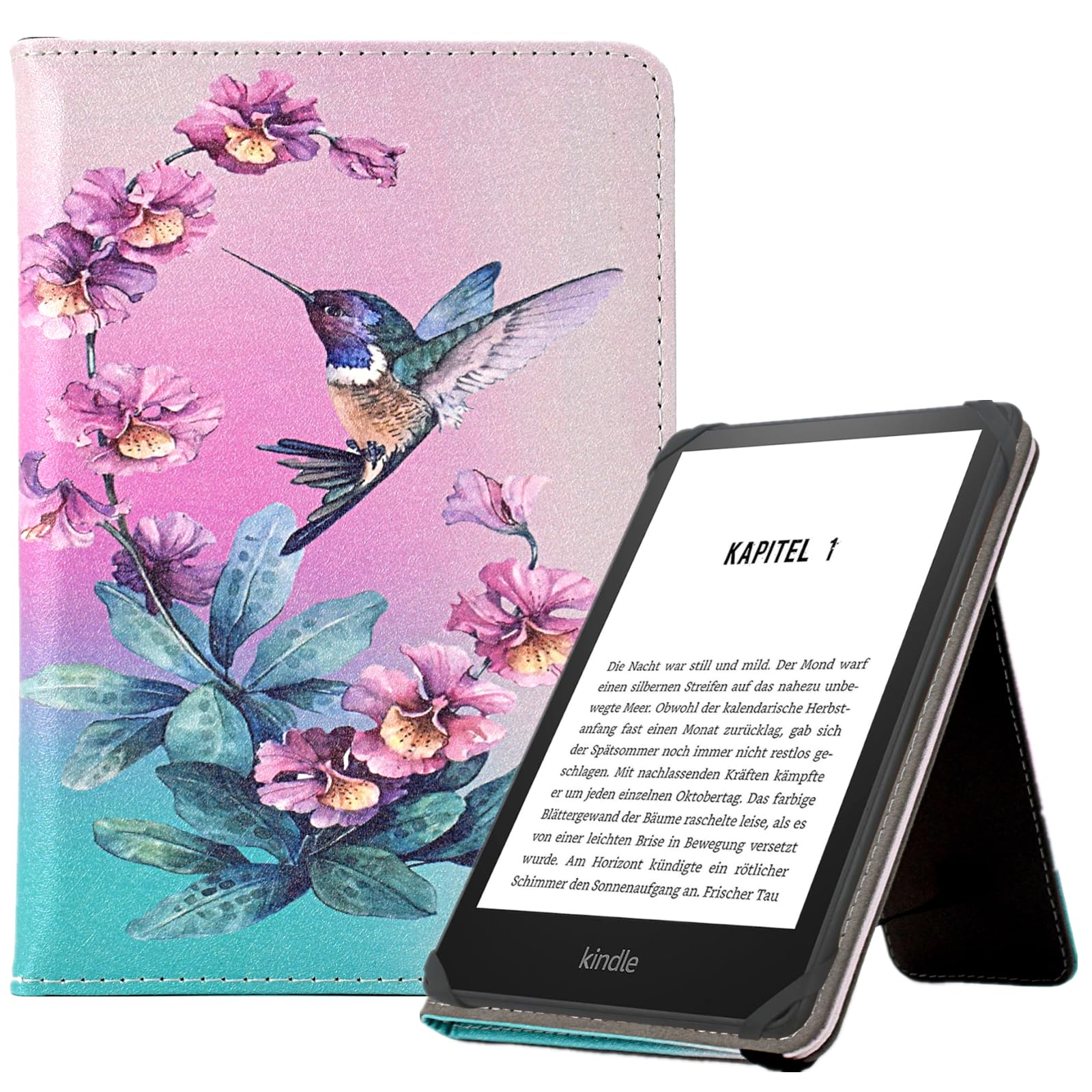Kerom Universal 6 Inch Ereader Case, Universal Ereader Case 6 Inch, Pu Leather Stand Cover With Hand Strap For All 6'' Kindle/Ki