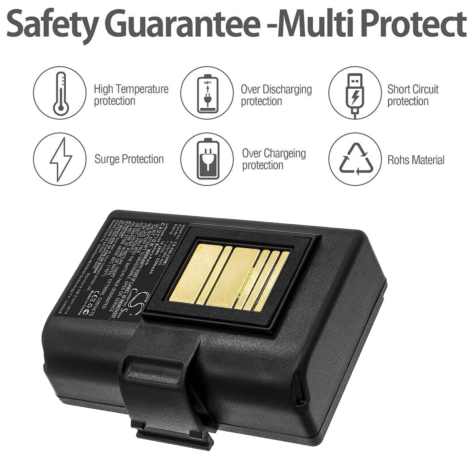2600Mah Li Ion Replacement Battery For Zebra Qln220, Qln320, Zr638, Zq520, Zq500, Zq510, Zq620, Zq610Hc, Fits P1031365 025, P103
