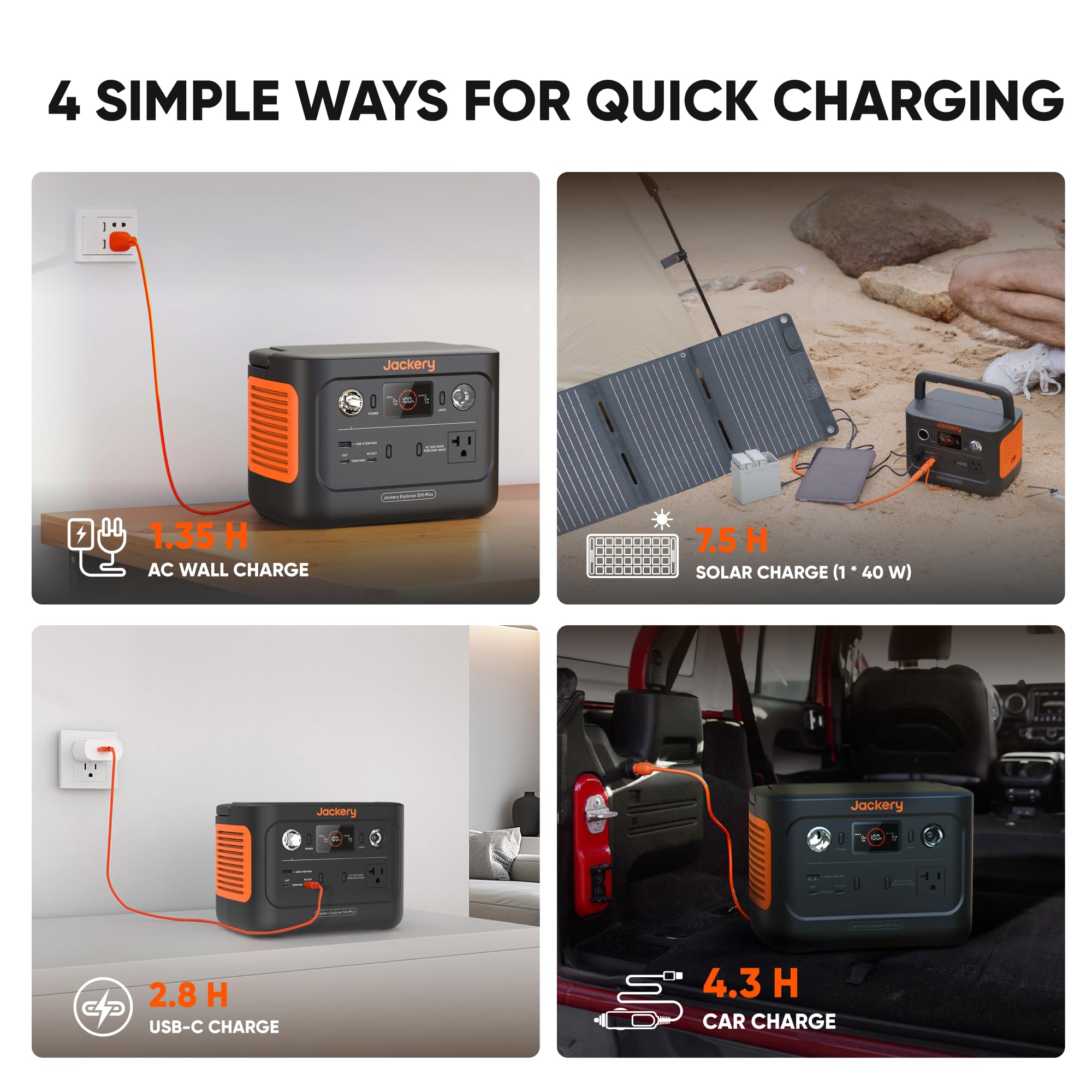 Jackery Explorer 300 Plus Portable Power Station, 288Wh Backup Lifepo4 Battery, 300W Ac Outlet, 3.75 Kg Solar Generator For Rv,