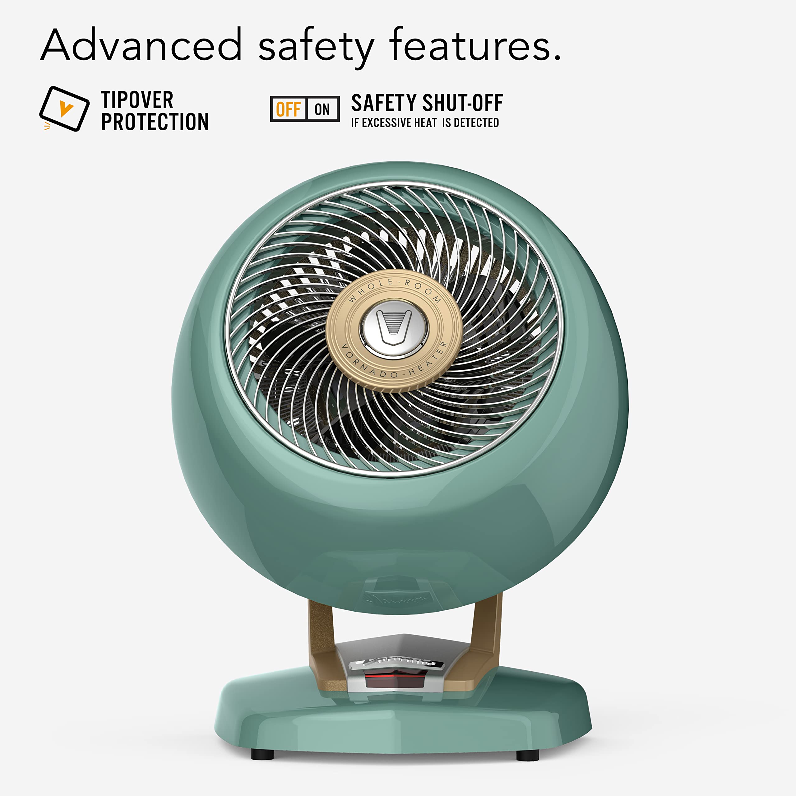 Vornado Vheat Vintage Metal Heater, Green, Whole Room