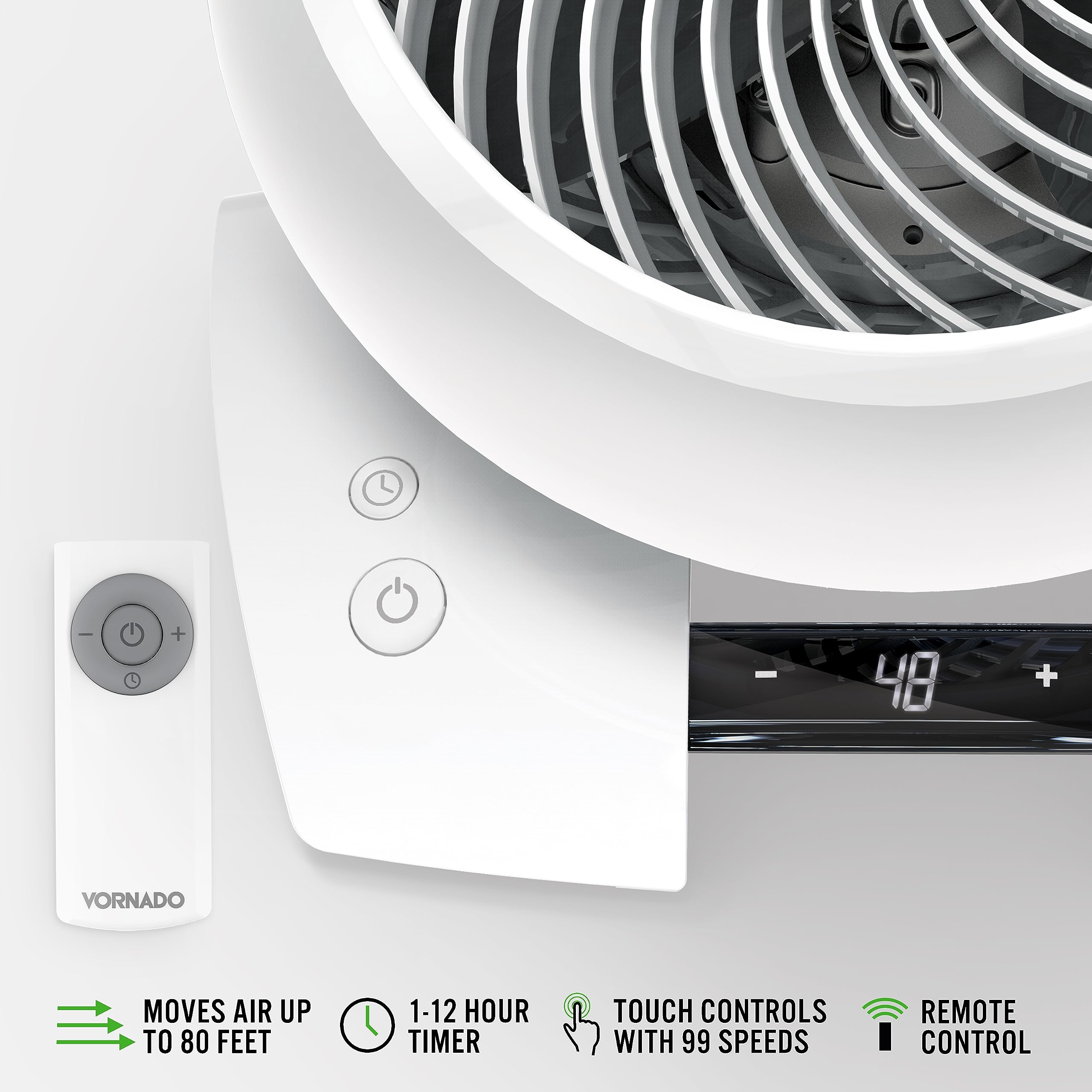 Vornado 5303Dc Energy Smart Small Air Circulator Fan With Variable Speed Control, White, Medium