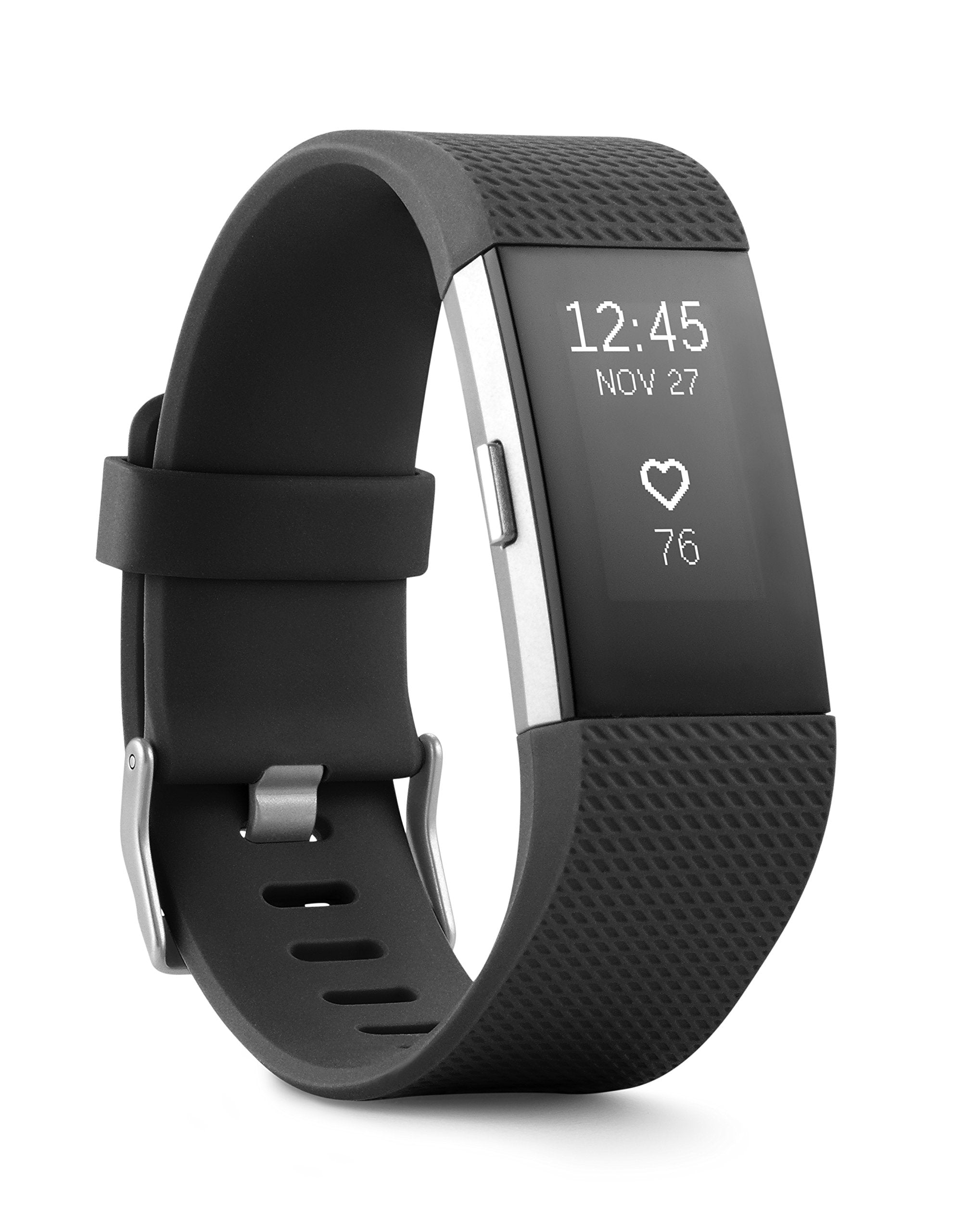 Fitbit Charge 2 Heart Rate + Fitness Wristband, Black, Large (Us Version), 1 Count