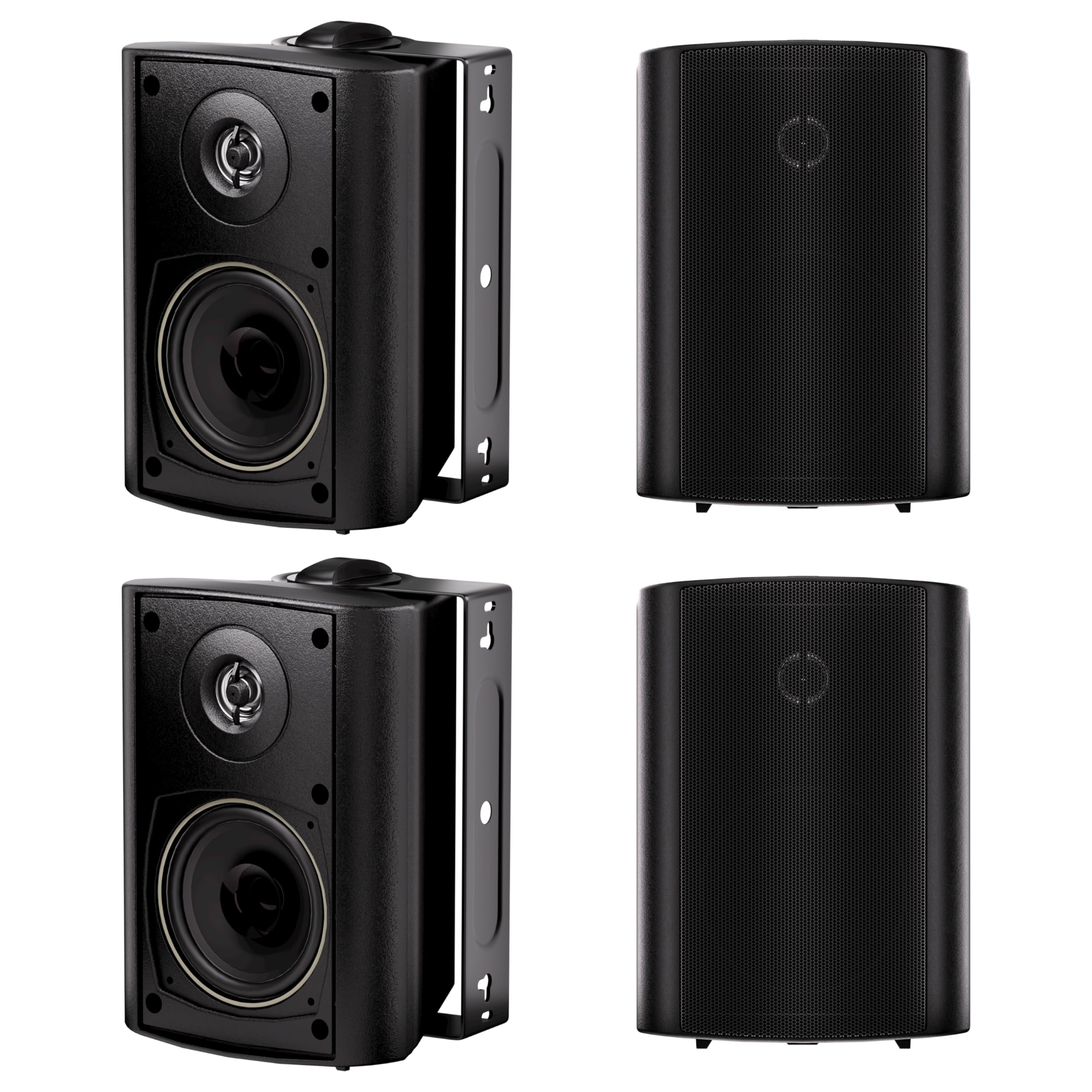 Herdio 4 Inch Outdoor Speakers with Bluetooth 4 Channel Amplifier for Indoor Outdoor Patio,Deck, Waterproof Wall Mount System (4