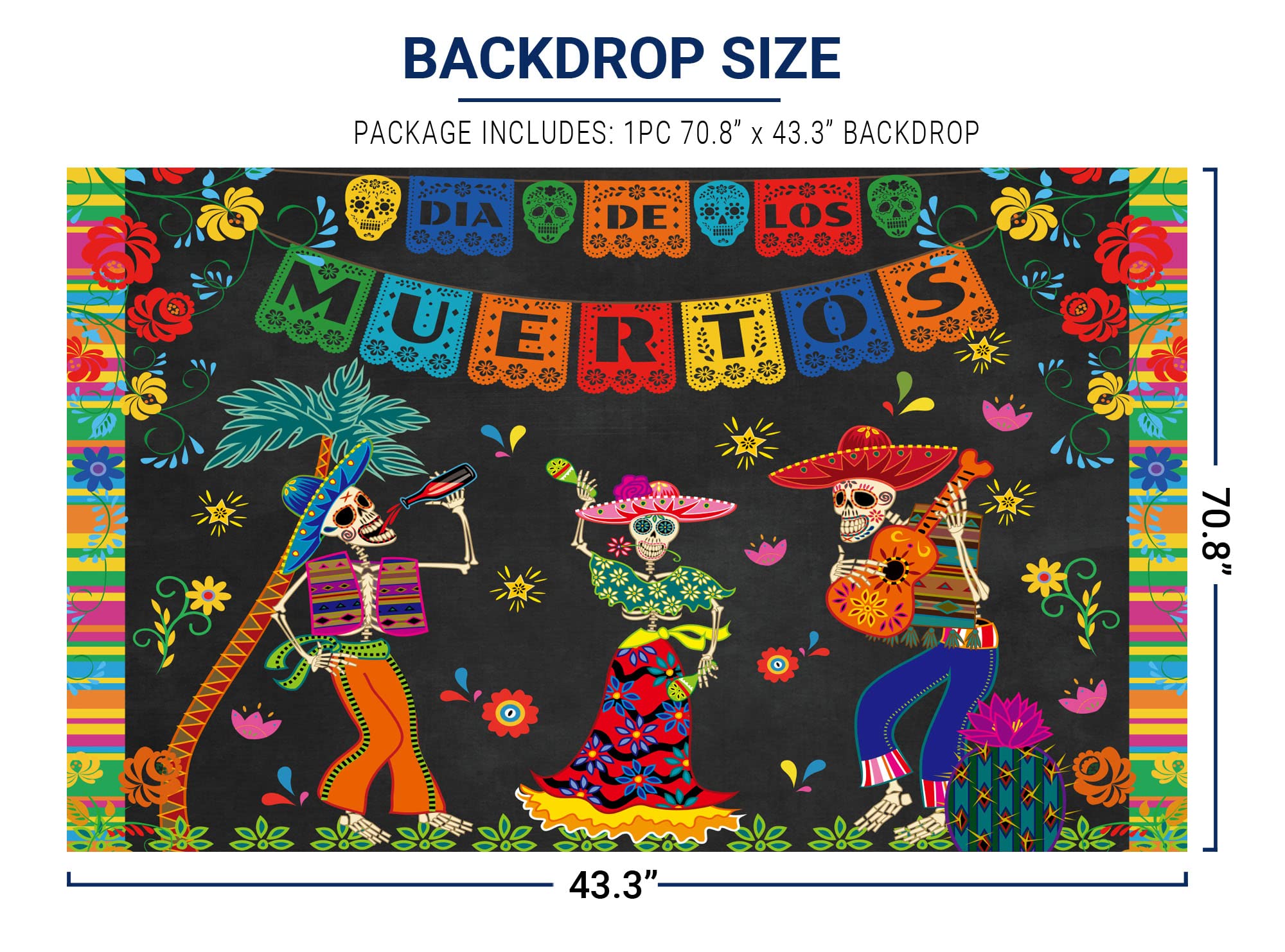 Allenjoy Day Of The Dead Backdrop For Mexican Fiesta Sugar Skull Photography Background Dia De Los Muertos Dress Up Birthday Party Supplies Fiesta Banner Table Decor Decoration Photo Booth Shoot