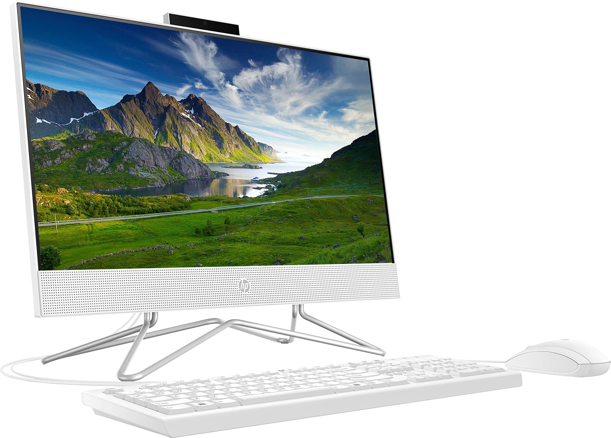 HP 2022 All in One Desktop, 21.5' FHD Display, Intel Celeron J4025 Processor, 8GB RAM, 256GB PCIe SSD, Webcam, HDMI, RJ 45, Wired Keyboard&Mouse, WiFi, Windows 11 Home, White