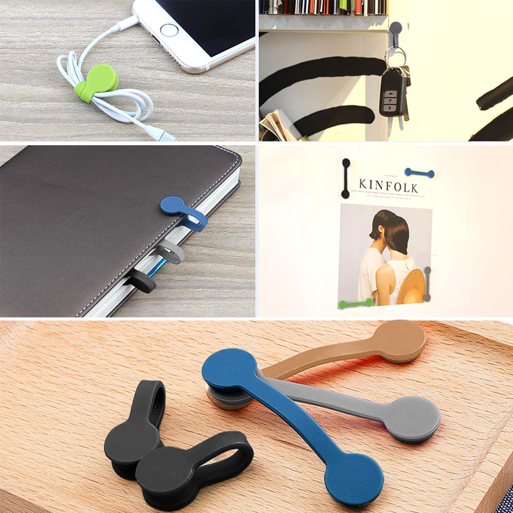 Xuuza Silicone Magnetic Cable Ties, Reusable Cord Ties Twist Ties Wire Management For Usb Charging Wires, Light Duty Cables Orga