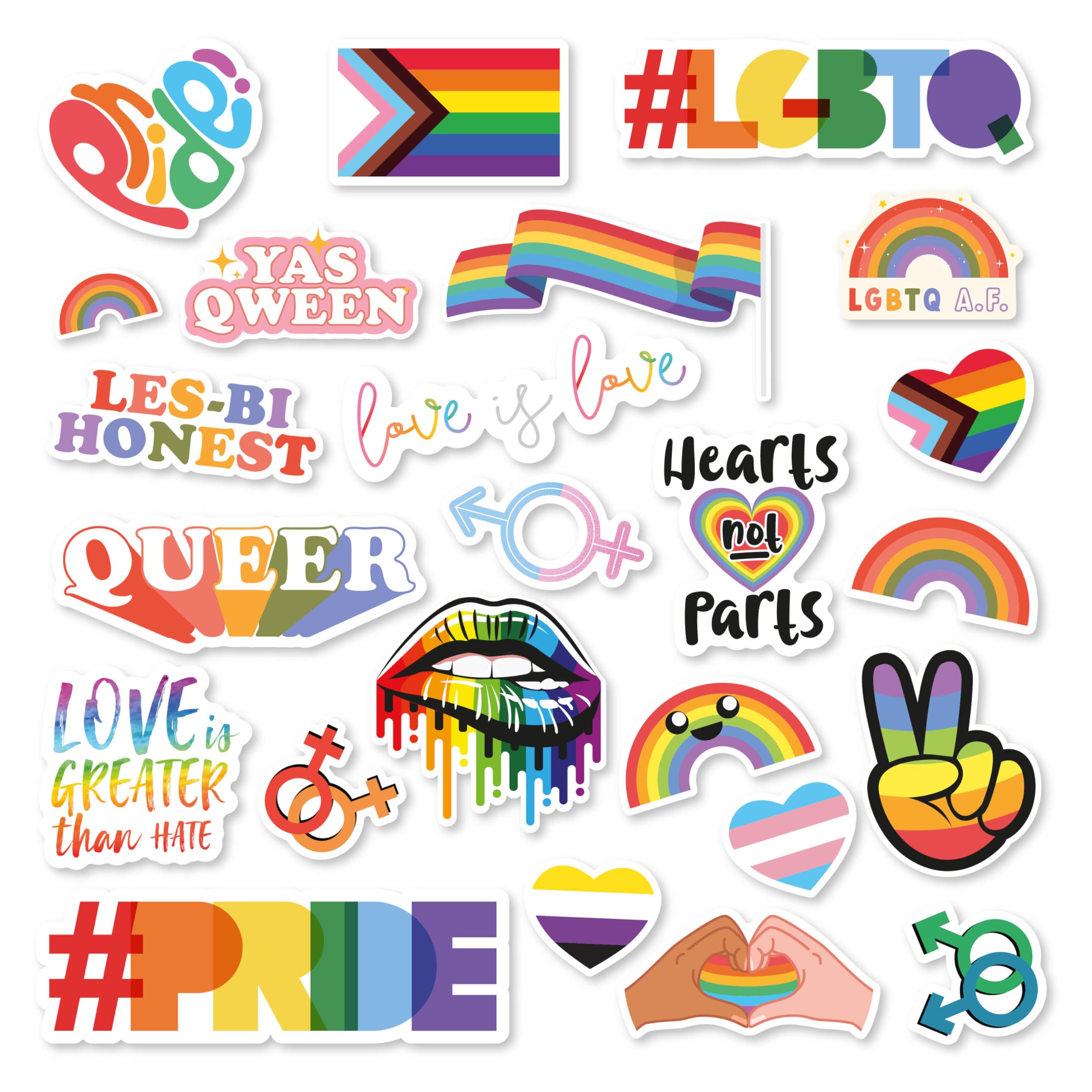 24 X Gay Pride Stickers Bulk   Pride Flag Stickers   Pride Stickers For Water Bottles   Gay Pride Laptop Stickers   Pride Merch 