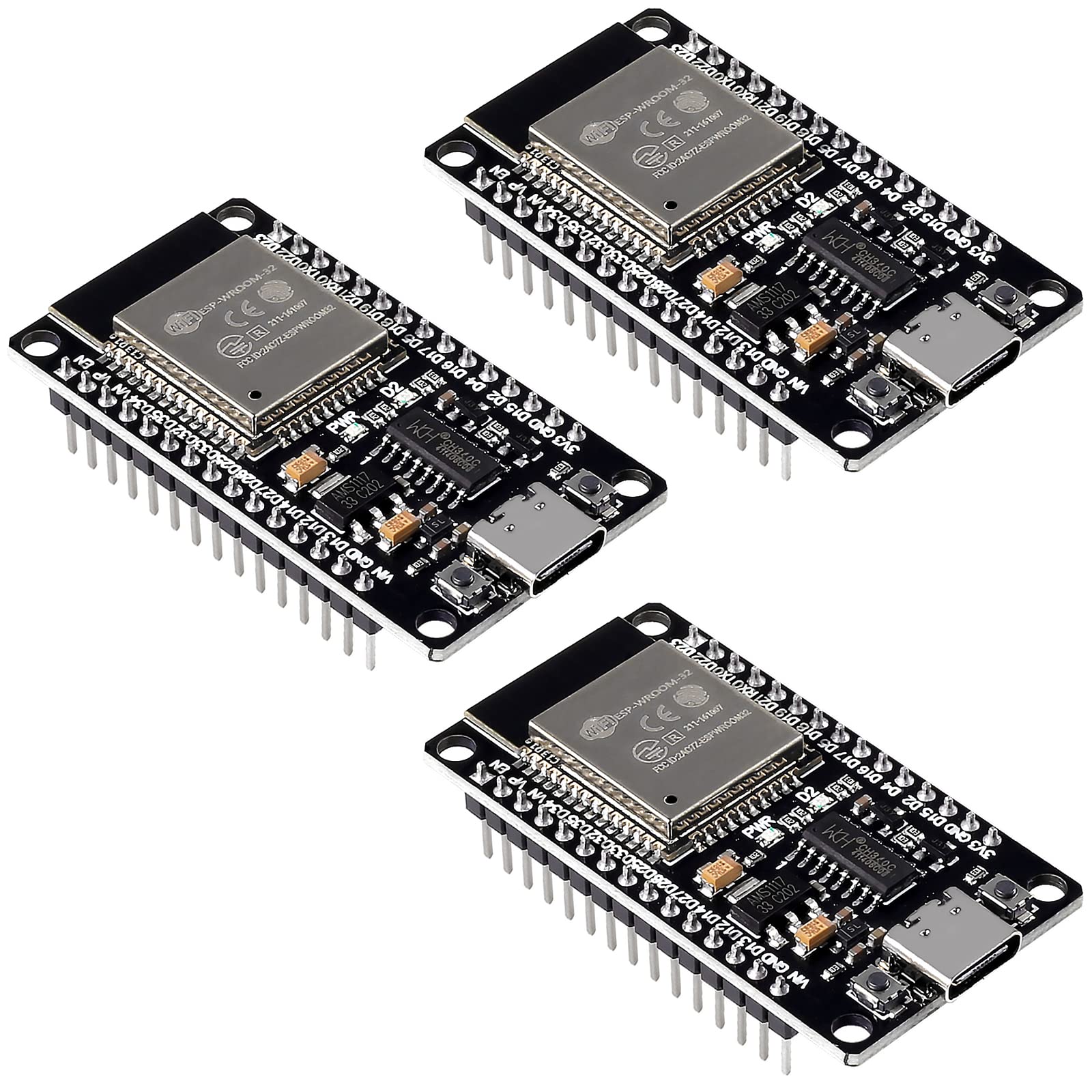 Dorhea 3Pcs Esp32 Type C Development Board Esp32S Type C Usb Wifi + Bluetooth Esp Wroom 32 Ch340C 2.4Ghz Dual Core Wifi Nodemcu