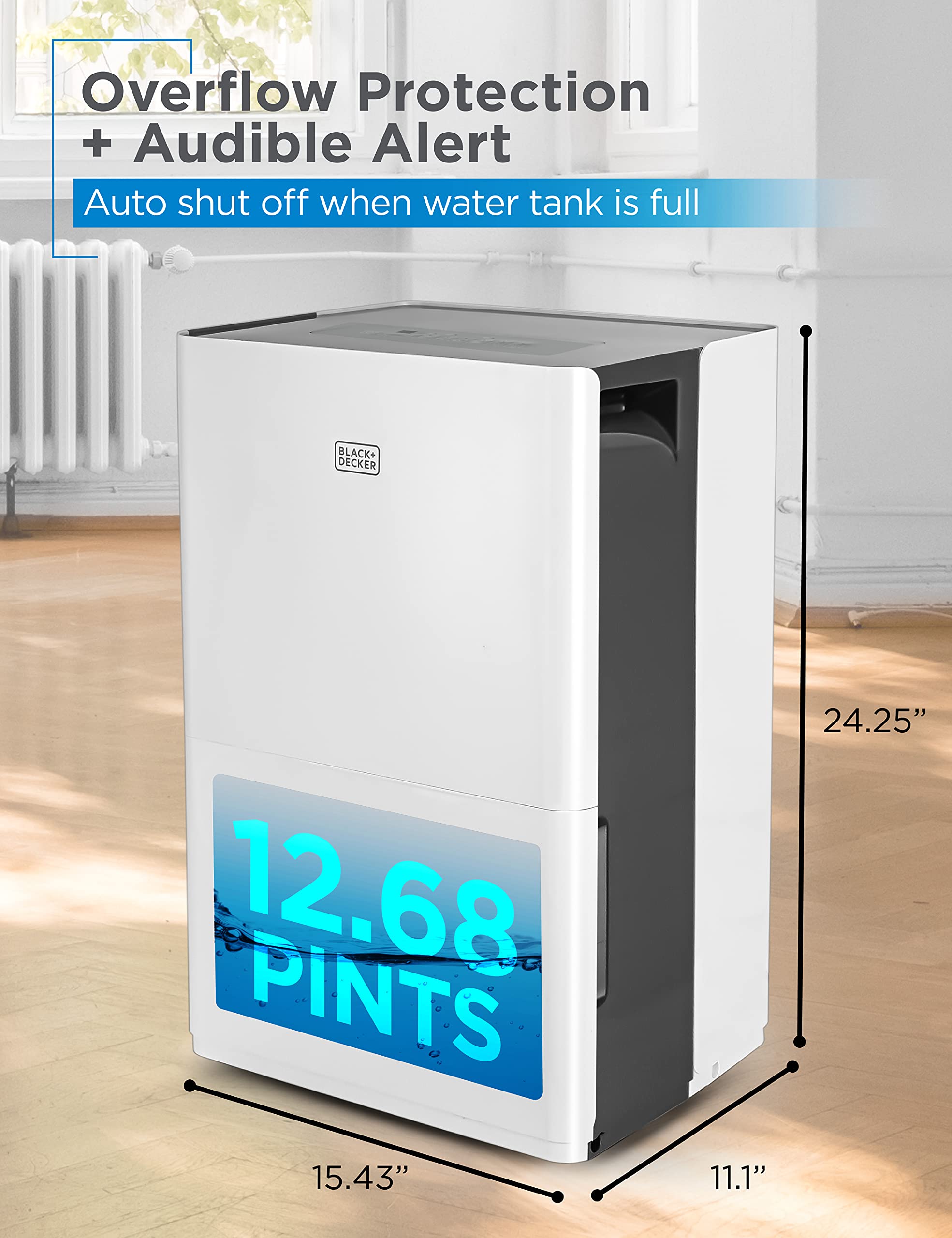 Black+Decker 4500 Sq. Ft. Dehumidifier For Large Spaces And Basements, Energy Star Certified, Bd50Mwsa