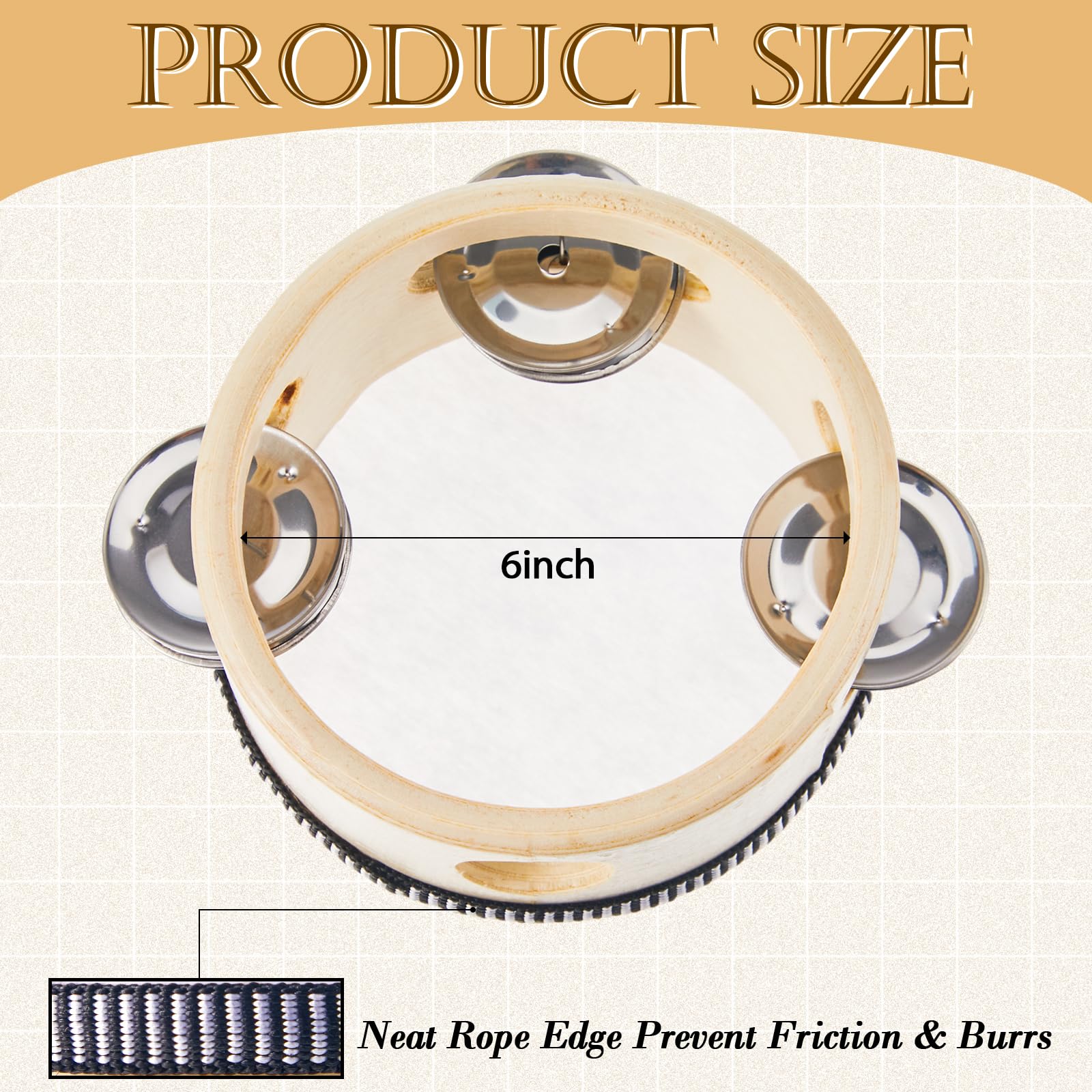 Lukmaa 12 Pcs Wedding Tambourine Drum For Adults Hand Held Percussion Gift Wood Metal Jingles Musical Educational Drum Instrumen