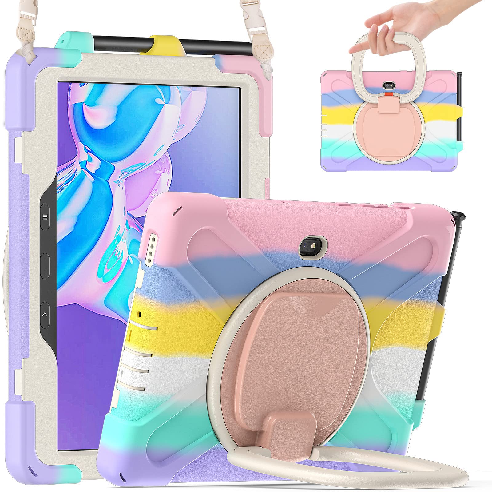 Blllue Case For Samsung Galaxy Tab Active Pro 10.1 Inch Sm T540/Sm T545, 360 Degree Hand Grip Kickstand Shockproof Cover Case Wi