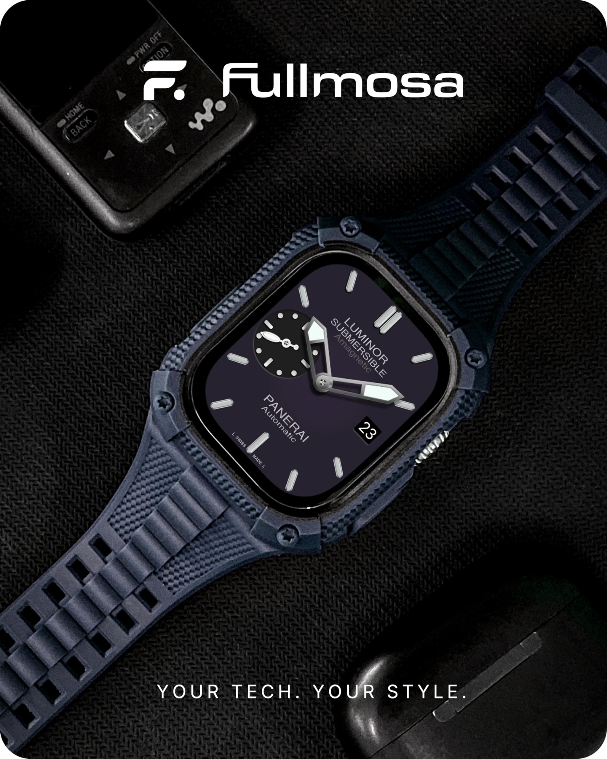 Fullmosa Watch Bands 44Mm, Rugged Iwatch Band Silicone With Screen Protector And Bumper Case For Men, Compatible With Apple Watc