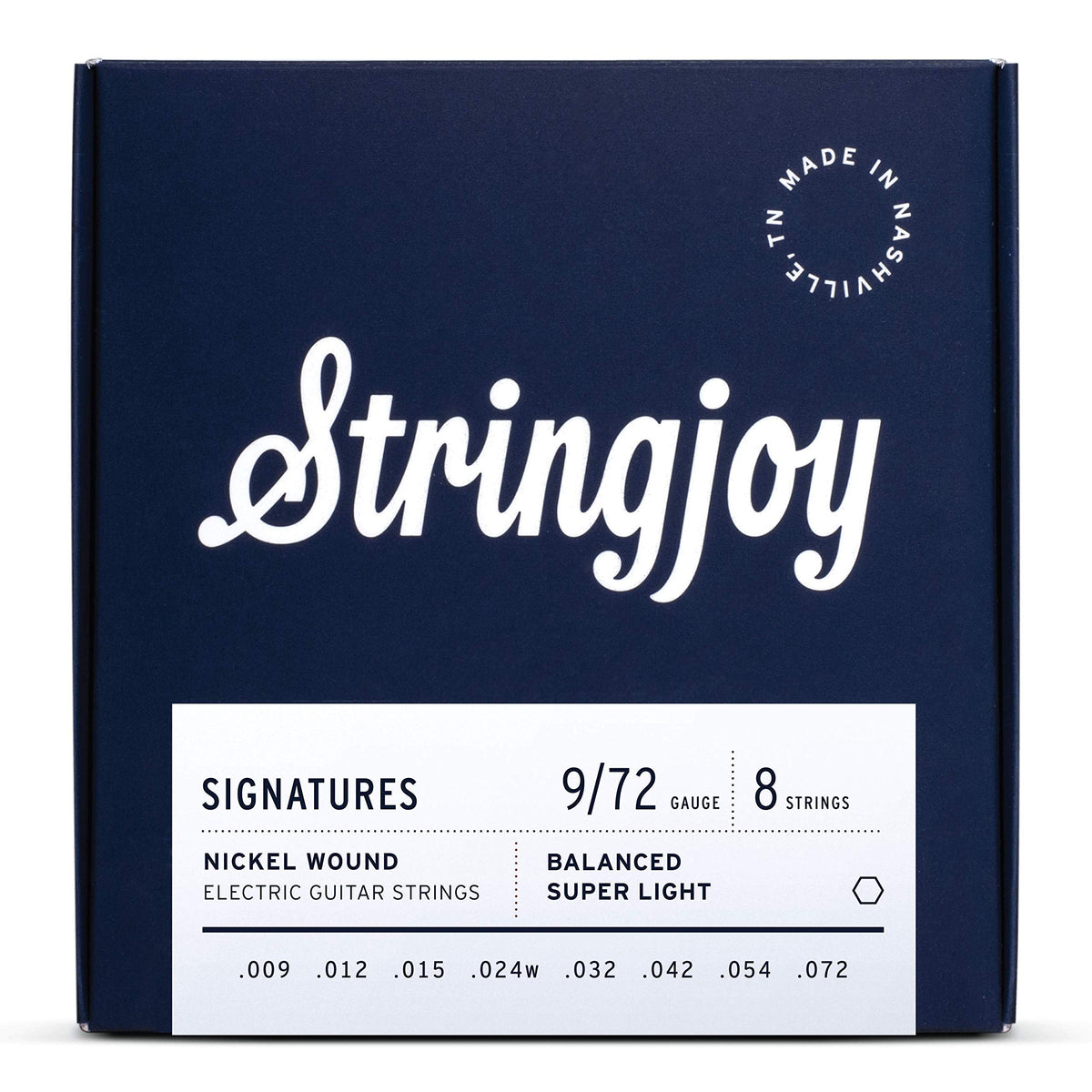 Stringjoy Bal98 8 String Signatures Nickel Electric Guitar Strings, (Balanced Super Light Gauge, 9-72)