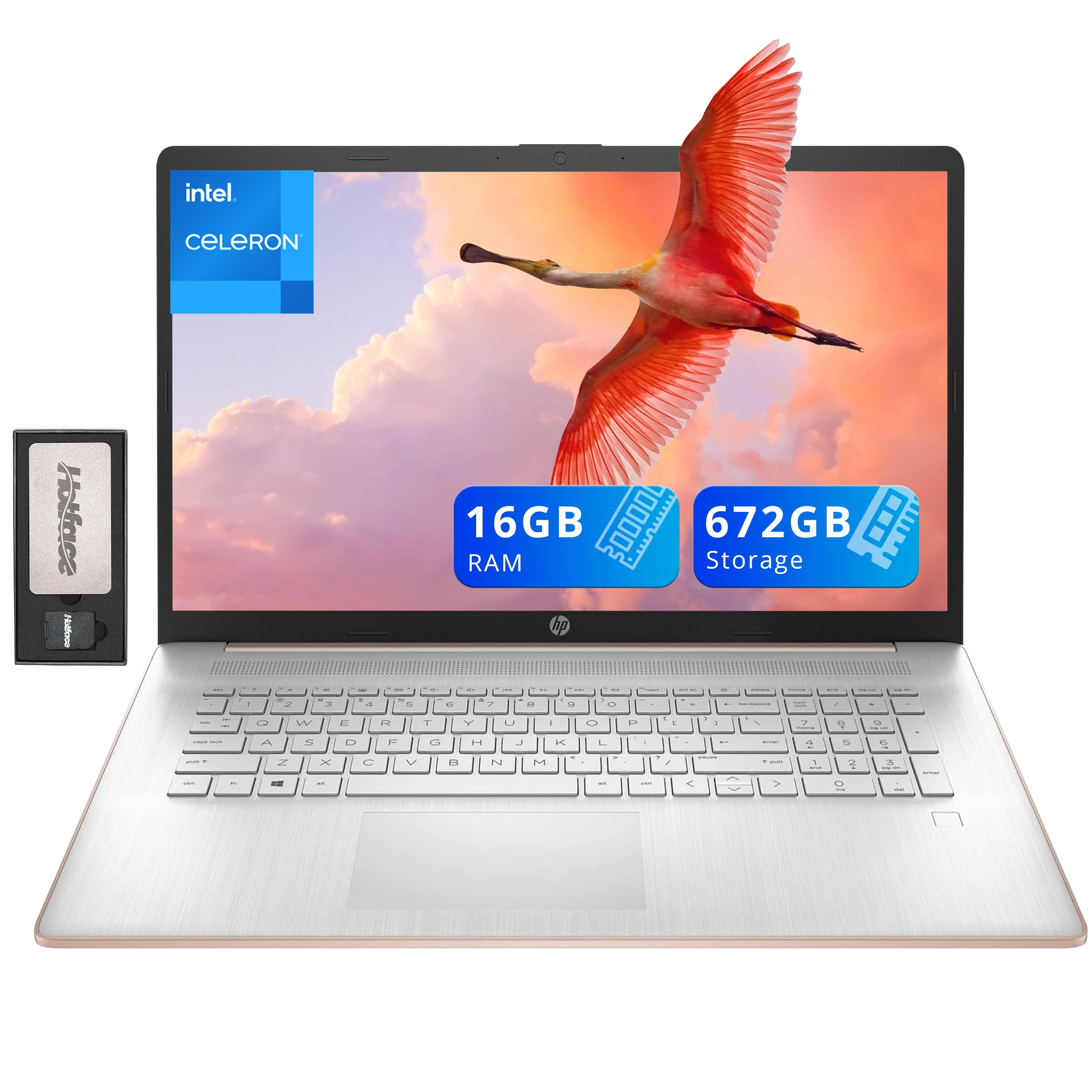 Hp 17.3'' Hd+ Brightview Laptop, Intel Celeron N4120, 16Gb Ram, 672Gb Storage (512Gb Ssd + 160Gb Docking Station Set), Intel Uhd
