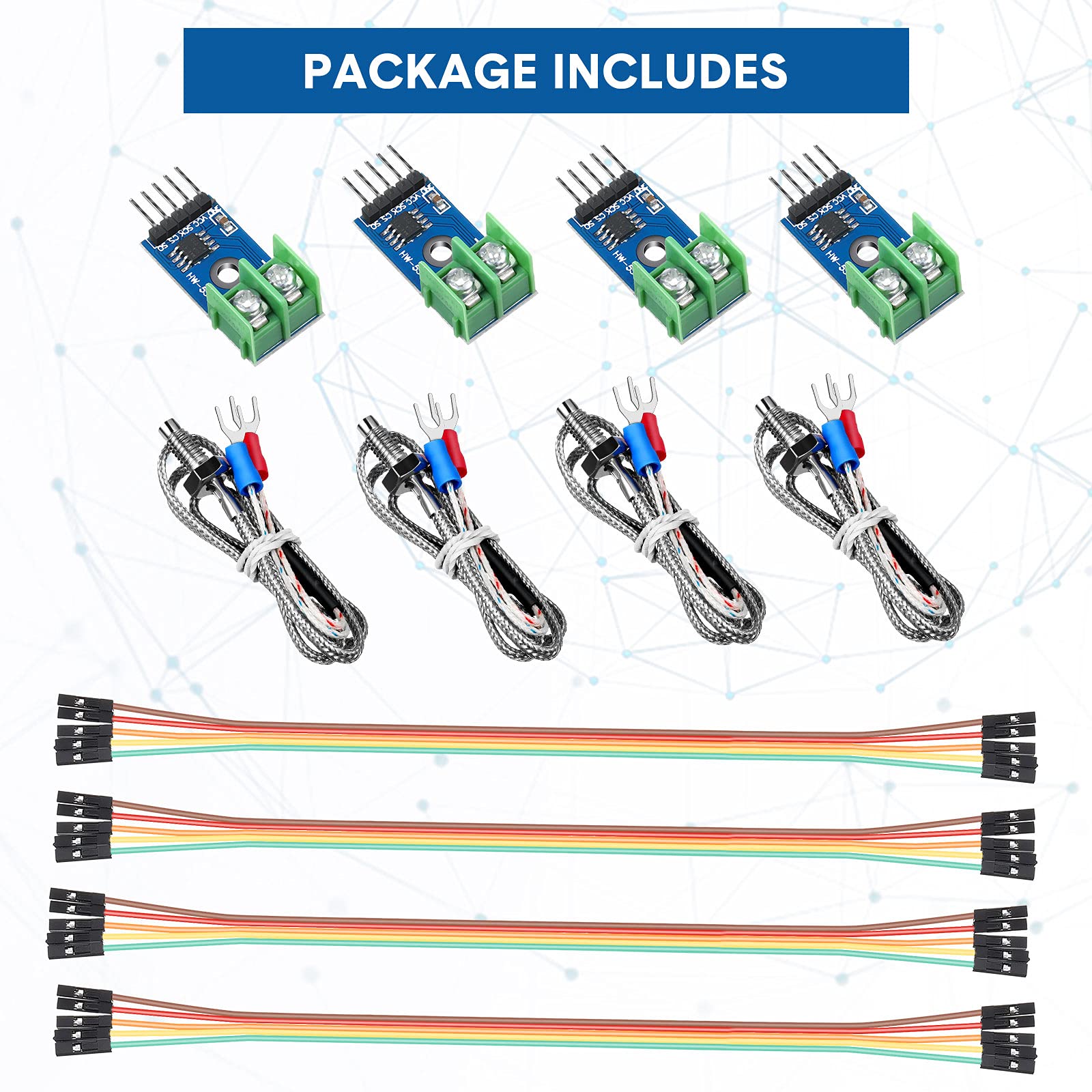 Weewooday 4 Sets Direct Current 3 5V Max6675 Themocouple Module And K Type Thermocouple Temperature Sensor Thermocouple Sensor S