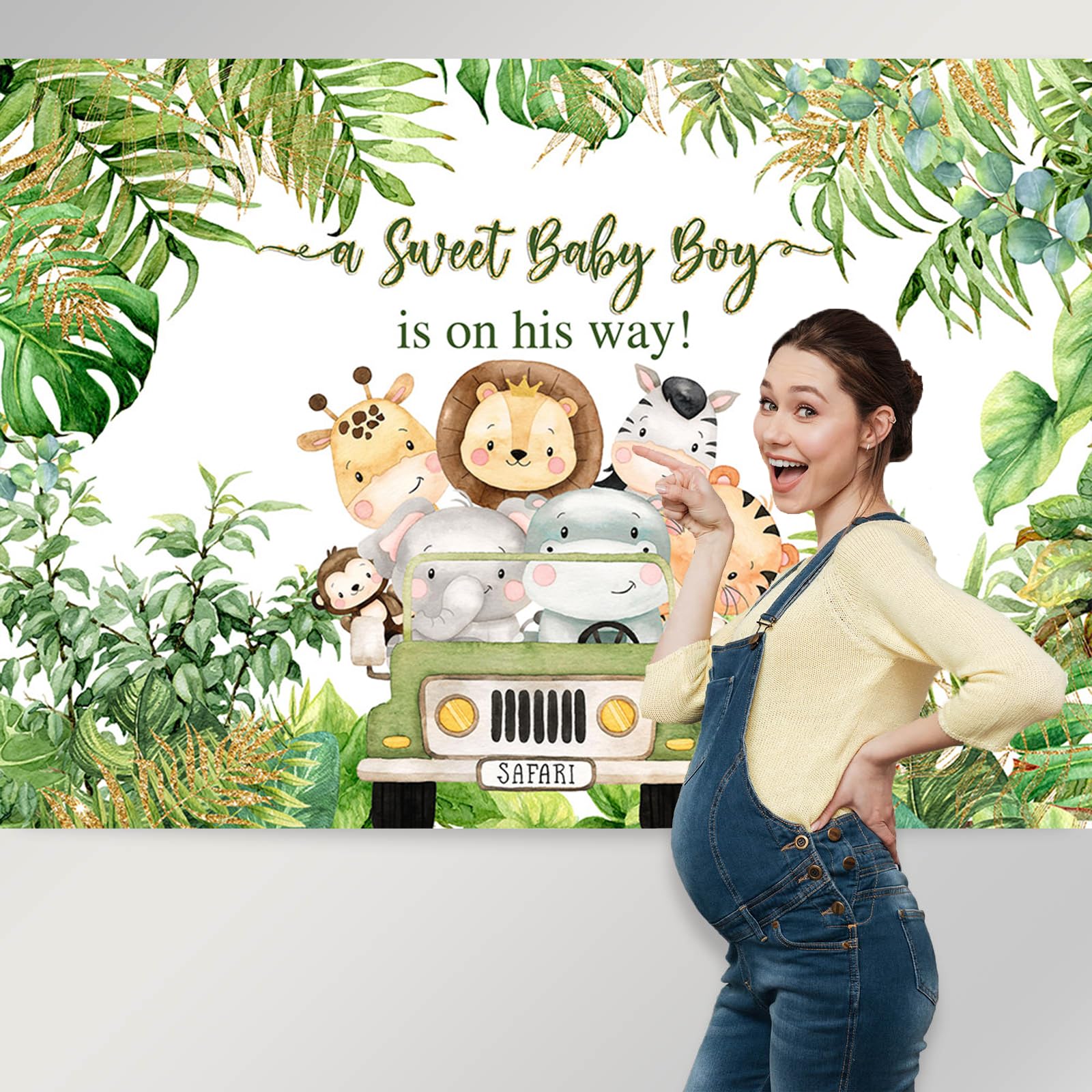 Avezano Safari Baby Shower Backdrop Decorations For Boy 8X6Ft Jungle Theme It'S A Boy Welcome Baby Party Background Green Leaves