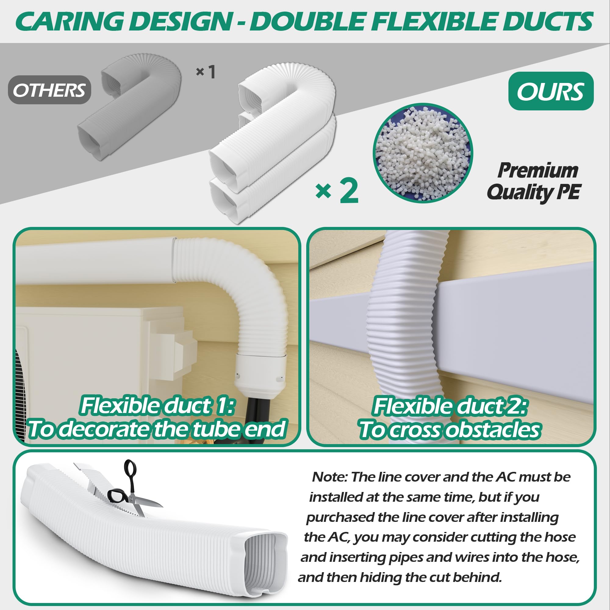 Taktopeak 4'' 17 Ft Mini Split Line Set Covers, Line Hide Cover Kit For Mini Split Air Conditioners And Central Ac