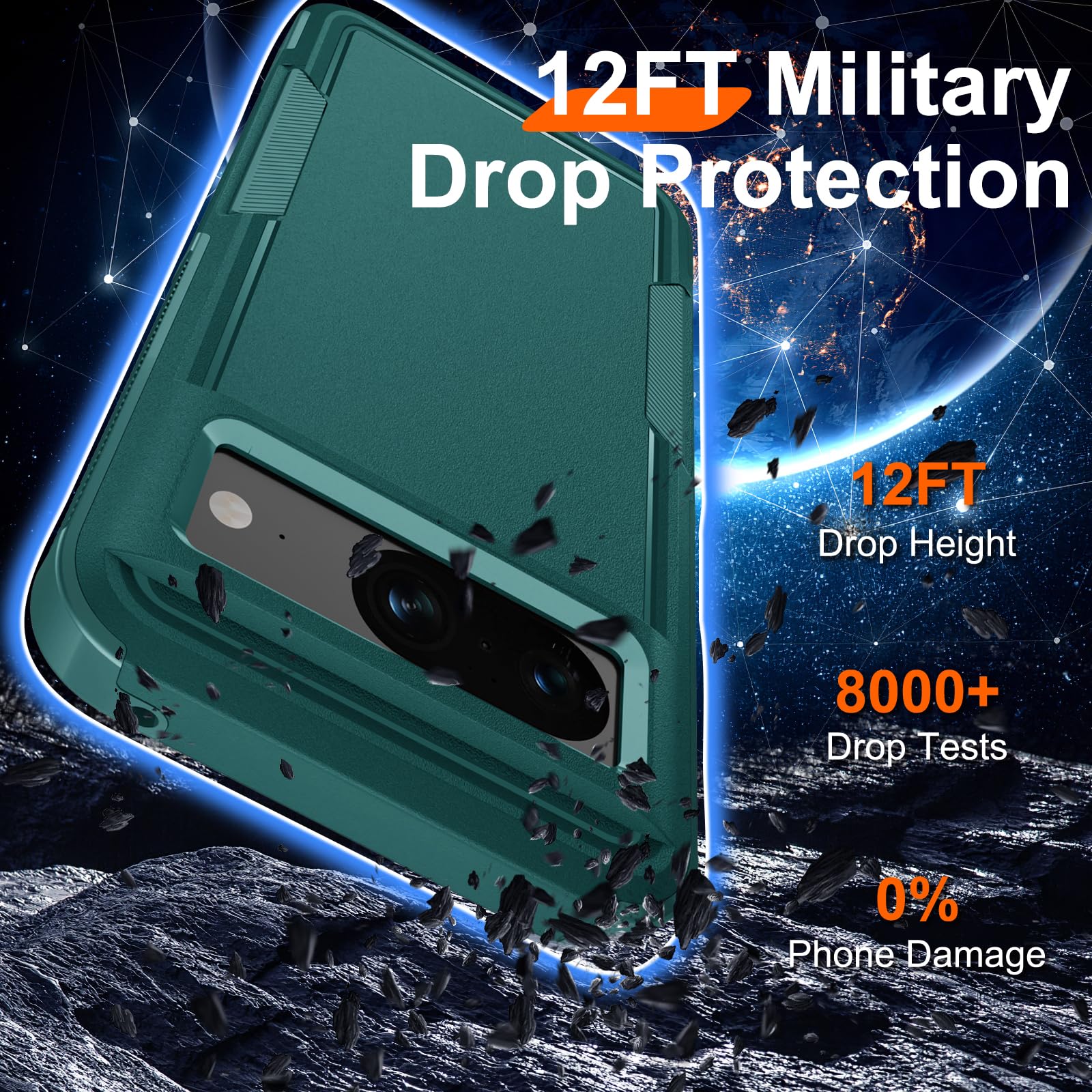 Janmitta For Google Pixel 8 Case With Screen Protector+Camera Lens Protector+Wrist Strap Lanyard,Heavy Duty Shockproof Full Body