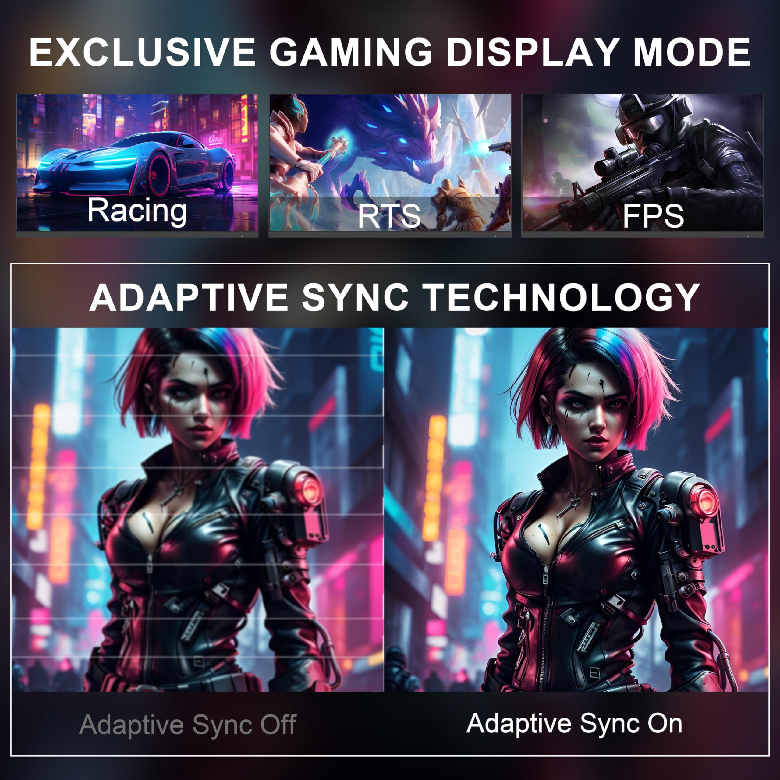 Sansui 27 Inch Gaming Monitor 165Hz 1Ms Computer Monitor With Built In Speakers Fhd 1080P Adaptive Sync 100% Srgb Dpx1 Hdmix2 Po