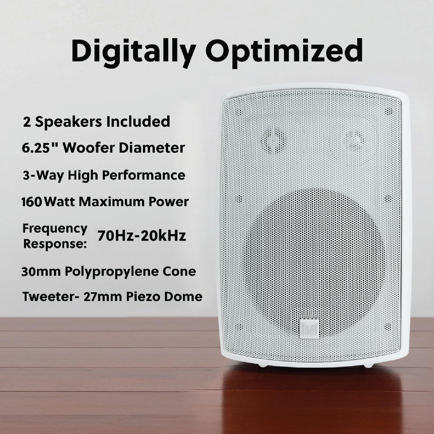 Dual Electronics Lu63Pw 6.5'' 3 Way High Performance Outdoor Indoor Speakers | Effortless Set Up | Home, Pool, Patio, Garage Use