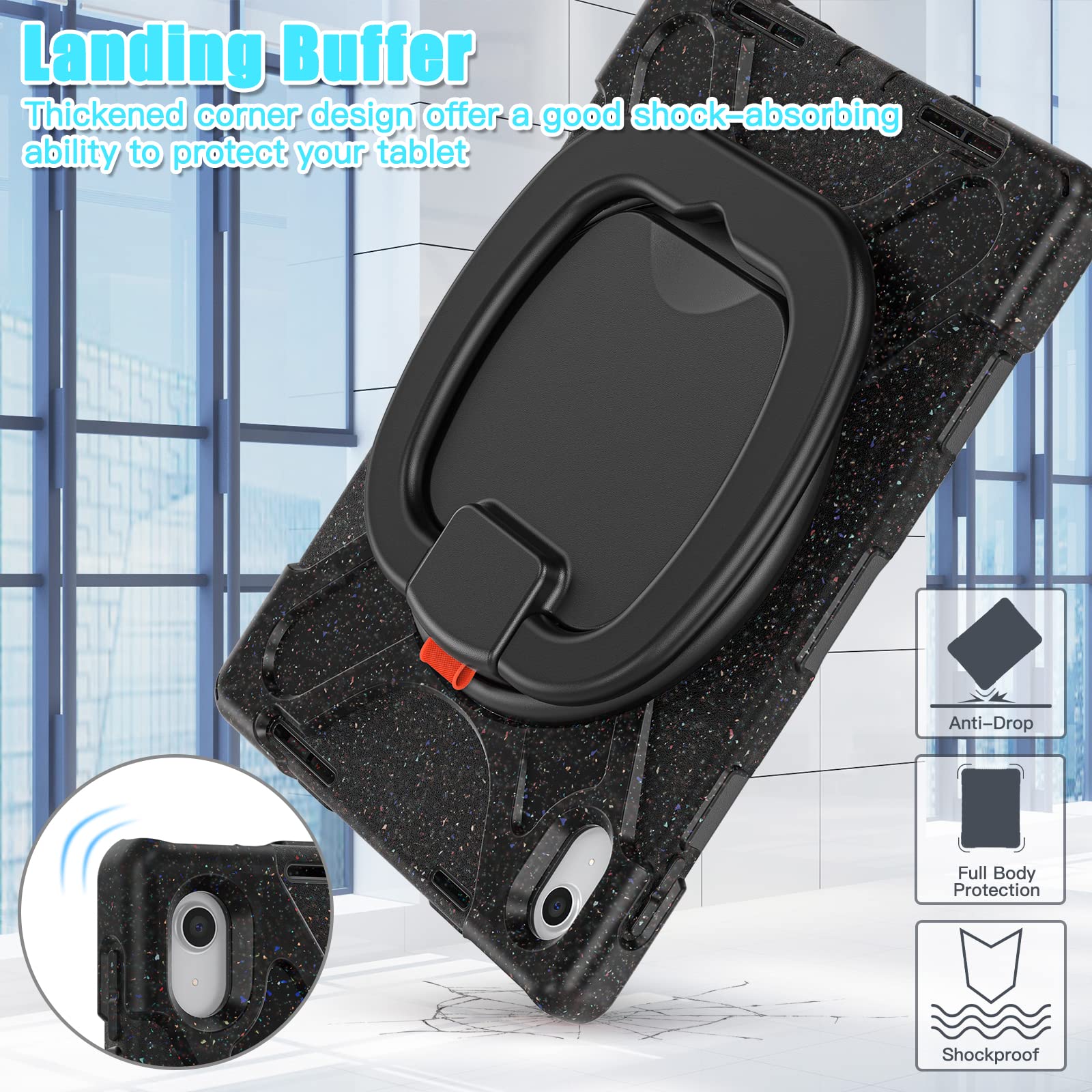 Lx Suncx For Ipad 10.2 Case 9Th Generation 2021 / 8Th Gen 2020 /7Th 2019,Shockproof Kids Case With Screen Protector,Rotating Sta