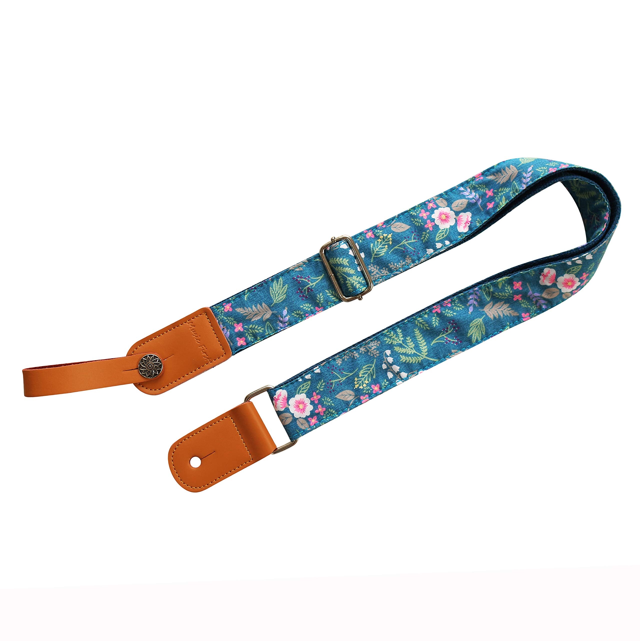 Music First Original Design Vintage Dawn Fog Garden    Soft Muslin & Genuine Leather Ukulele Strap Ukulele Shoulder Strap With A