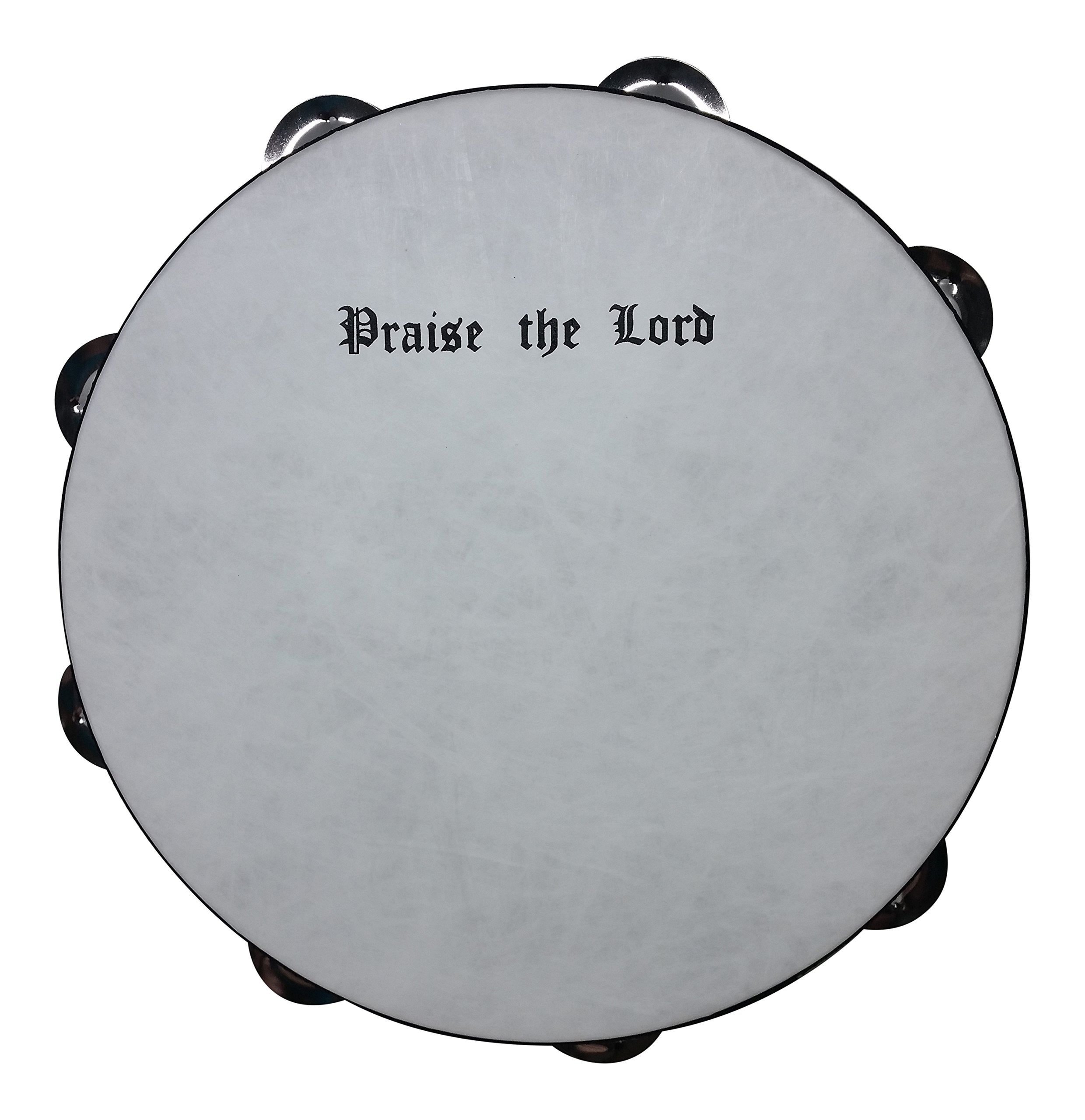 Rhythm Band Instruments PTAM10D Praise the Lord Wooden Tambourine 10 Inch with 16 Pairs of Double Row Jingles Black