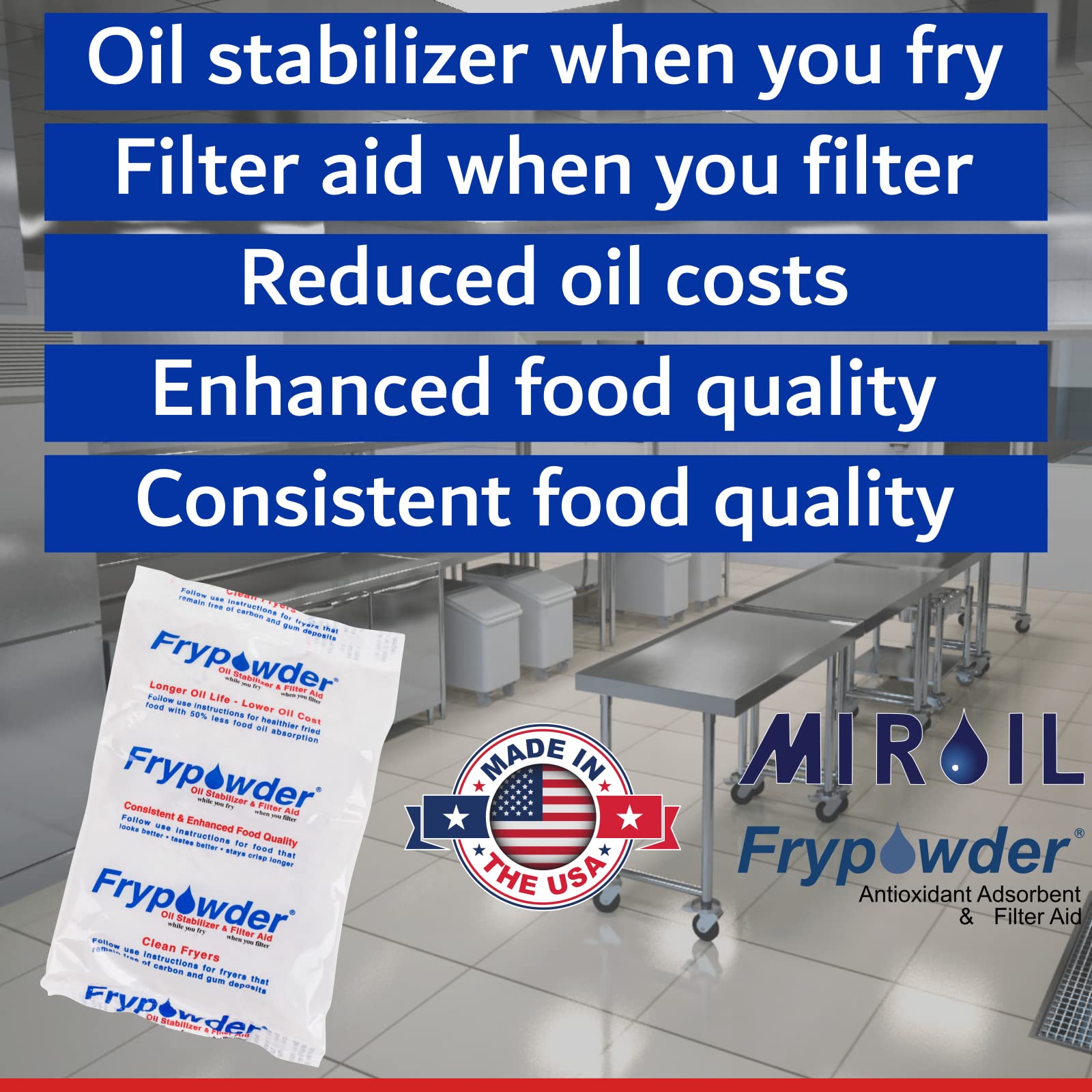 Miroil L106 8 Gal   Bulk Saver   2 X L104 Boxes Of Fry Powder Oil Stabilizer And Filter Aid, Cs Of 2 X 4 Gallons Of Powder   Fry