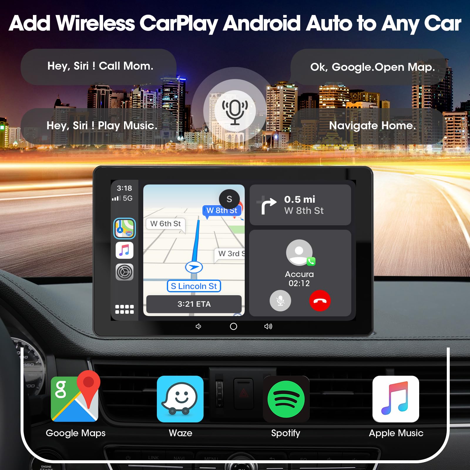 Carplay Screen Portable Car Stereo   Wireless Android Auto Bluetooth Car Radio   7 Inch Qled Display Steering Wheel Control Mirr
