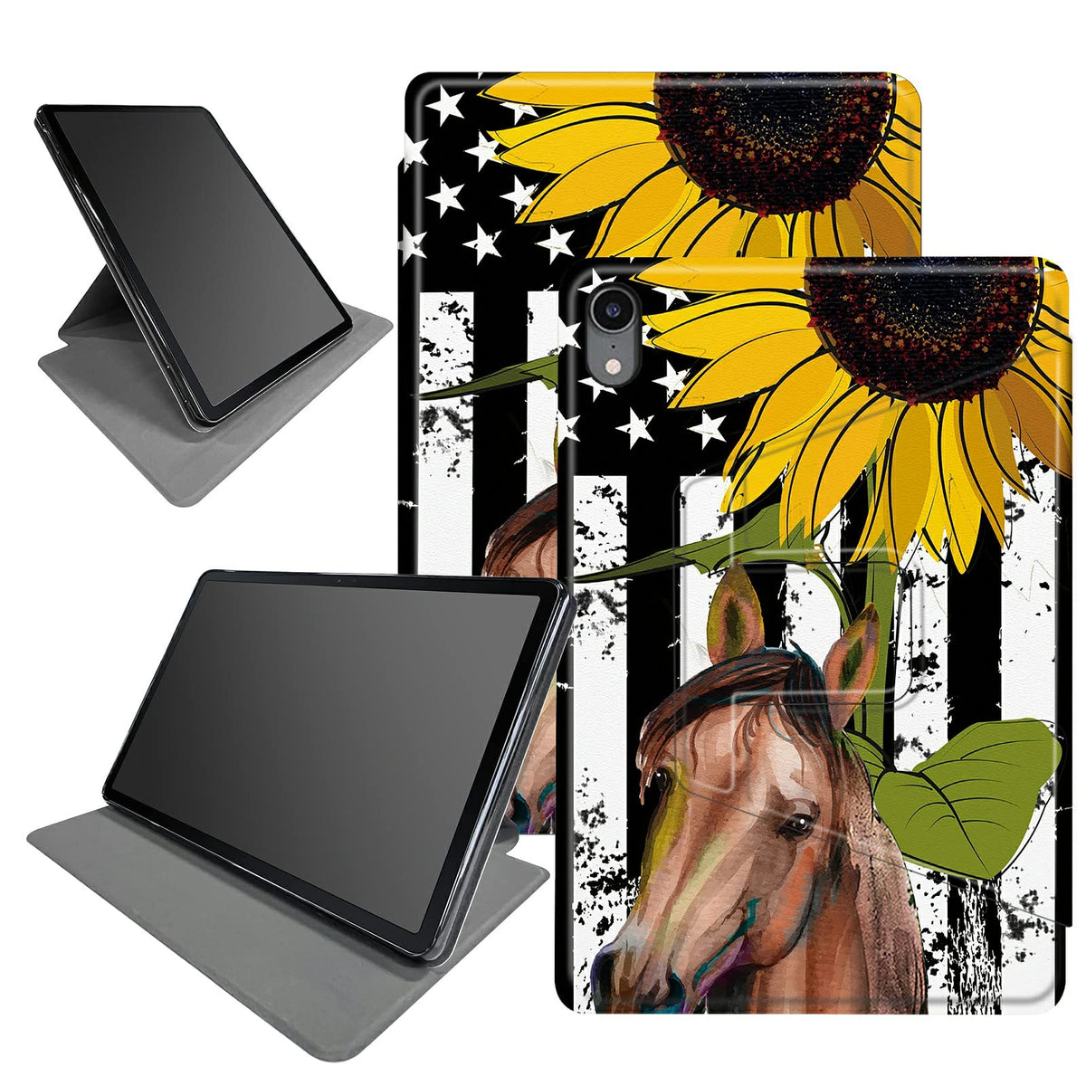 Sunflower Flag Horse Case For Ipad Air 3 (3Rd Gen) 10.5'' 2019 / Ipad Pro 10.5'' 2017, 360 Degree Rotating Folding Stand Multipl